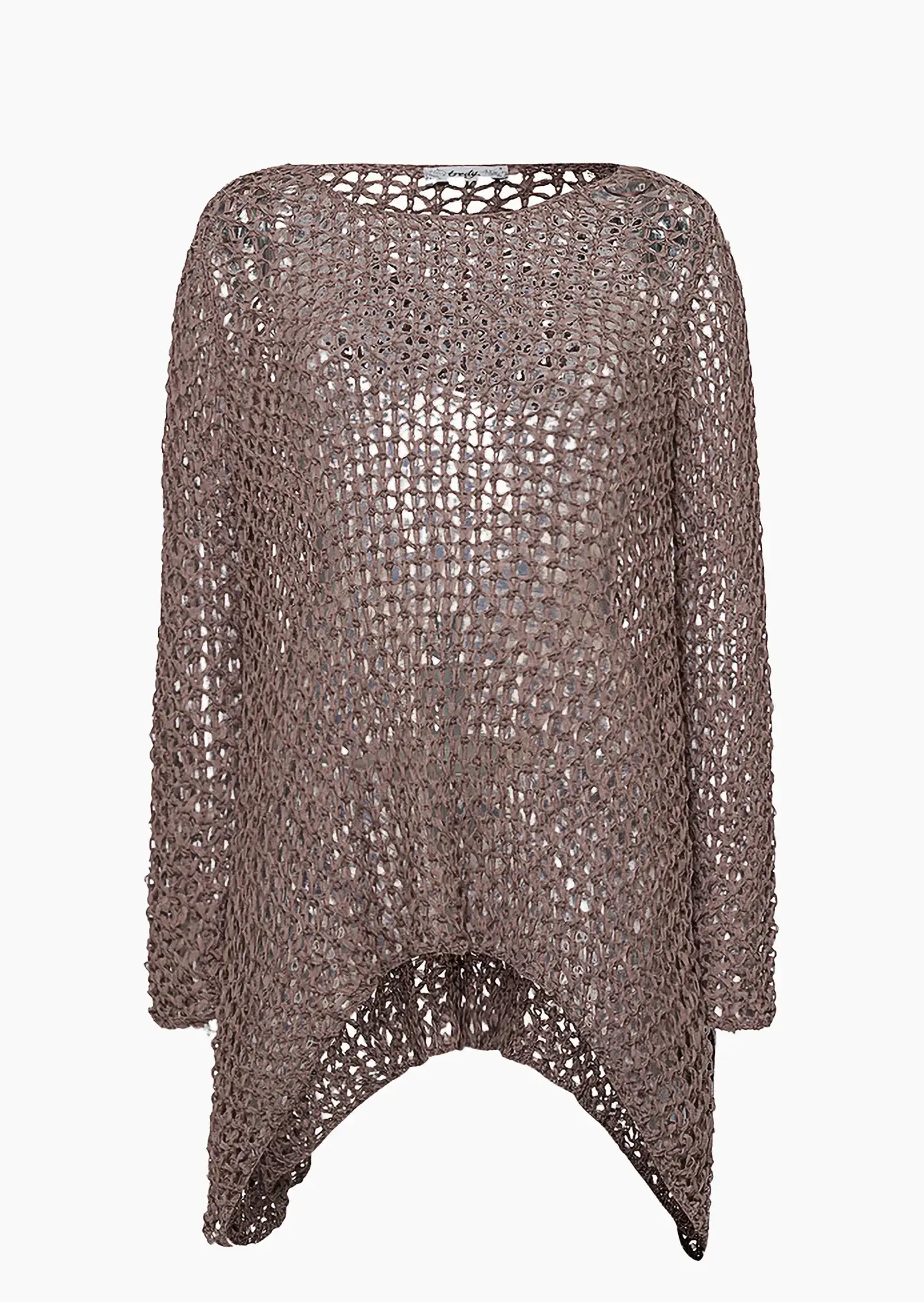 Pullover in Lochstrick, taupe
