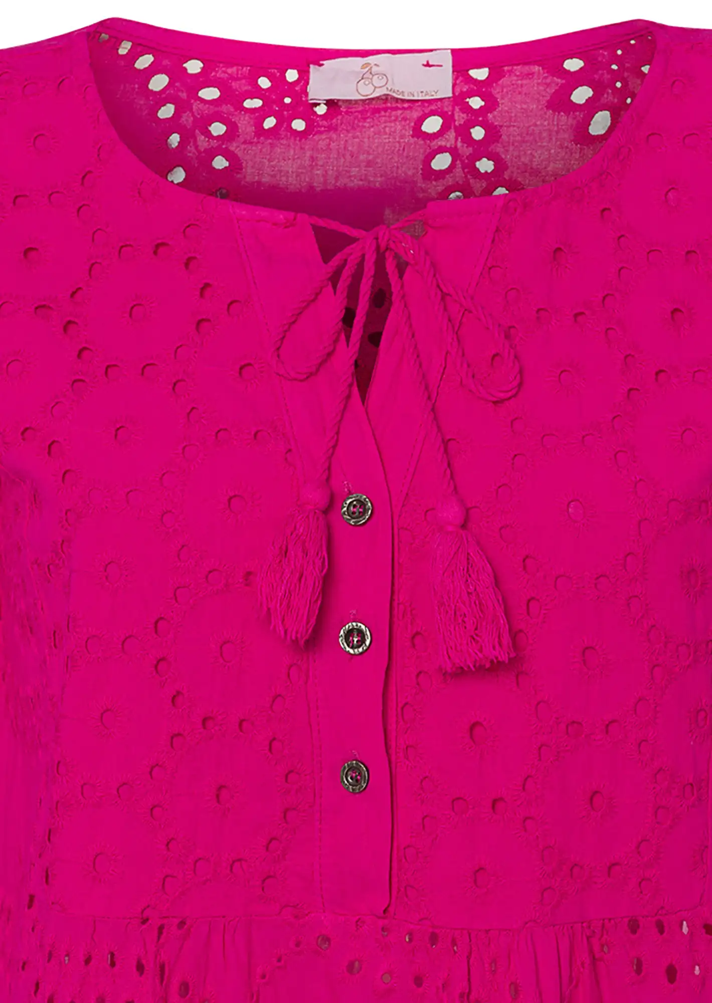 Kleid mit Lochstickerei, very berry