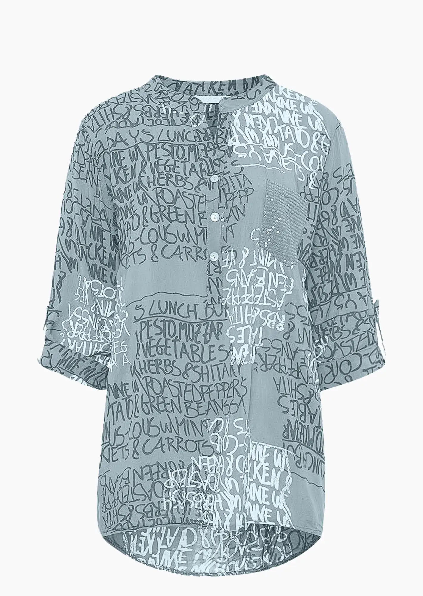 Bluse im Alloverprint, silber