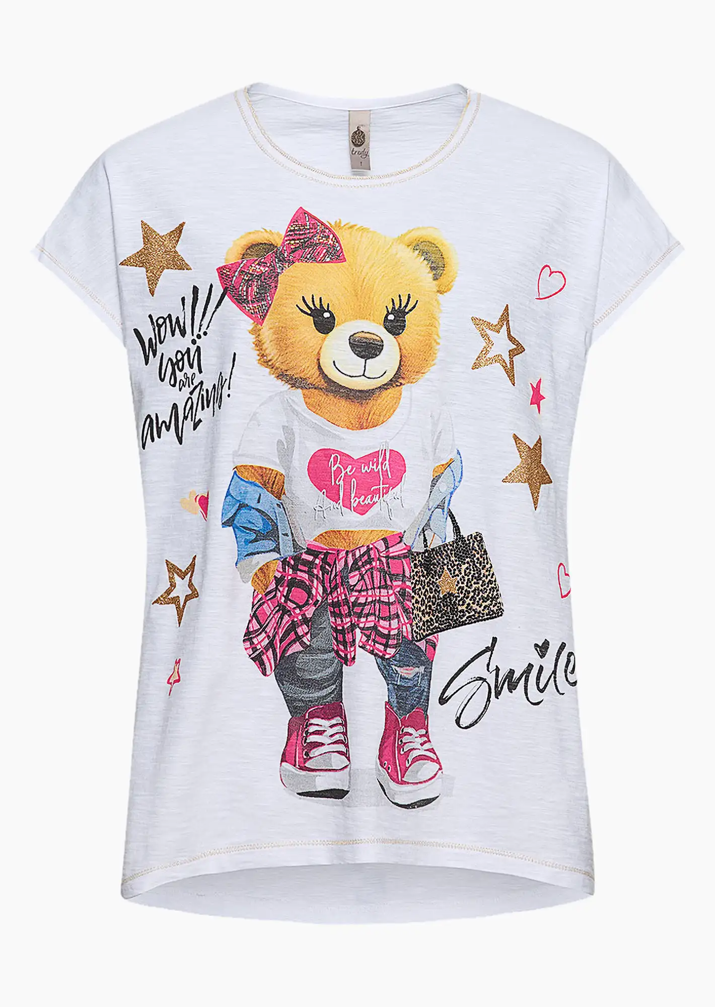Shirt 'Girl Bear', weiß