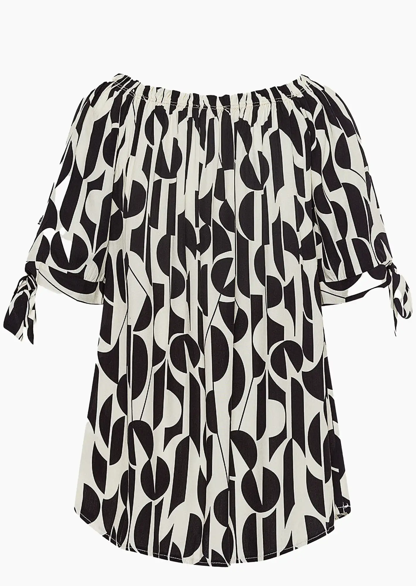 Bluse im Alloverprint, schwarz-weiß
