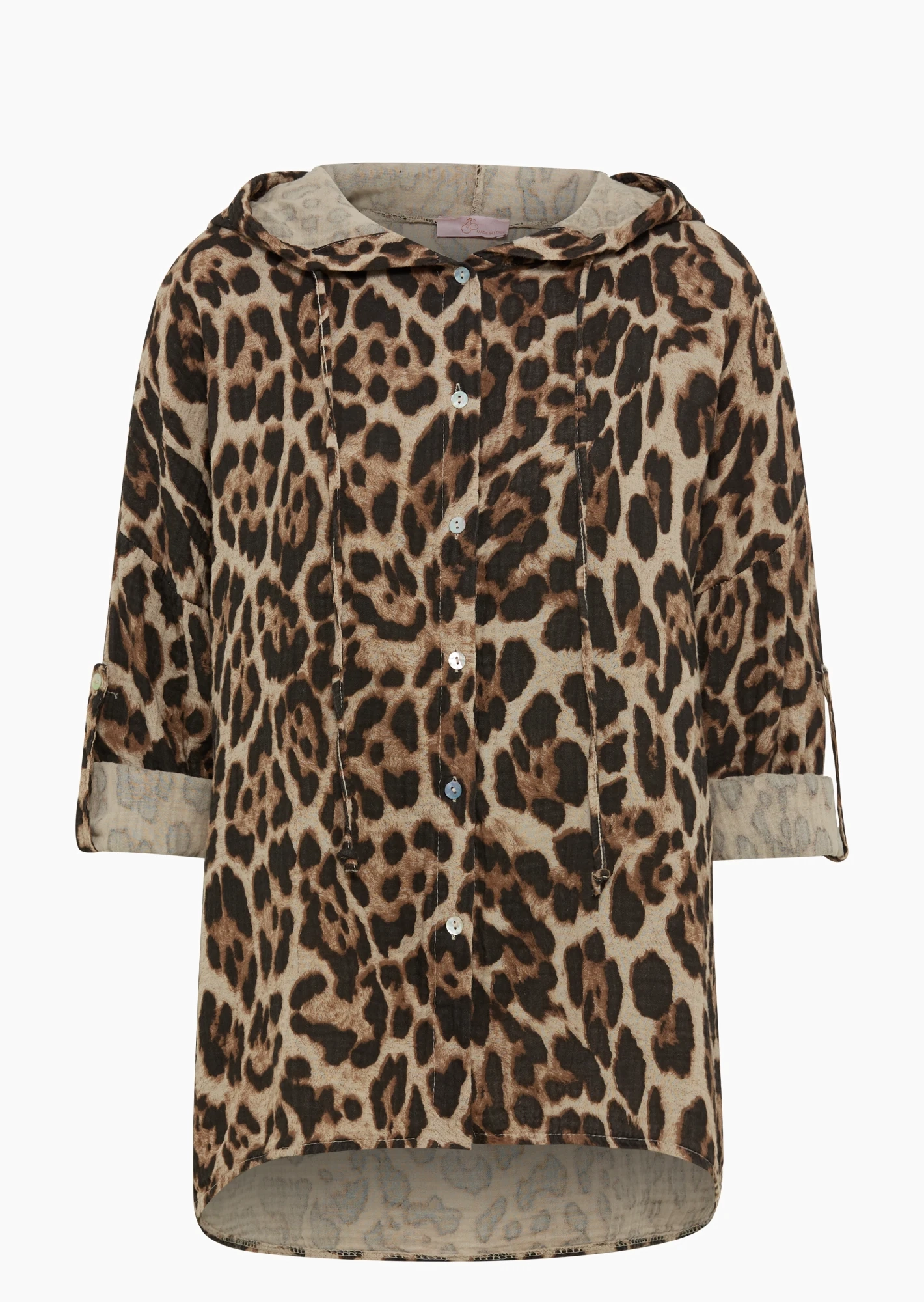 Musselin-Bluse 'Animal', crema-schwarz