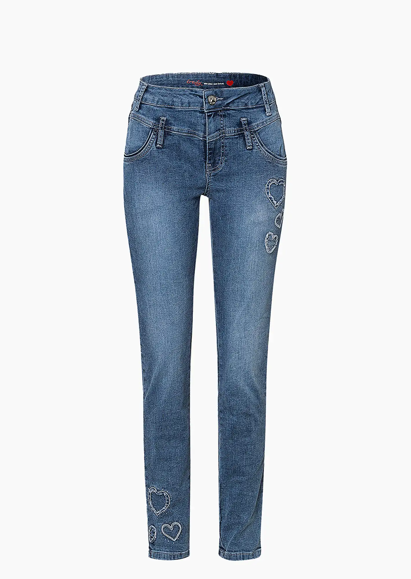 Jeans mit Herzen lang, blue denim