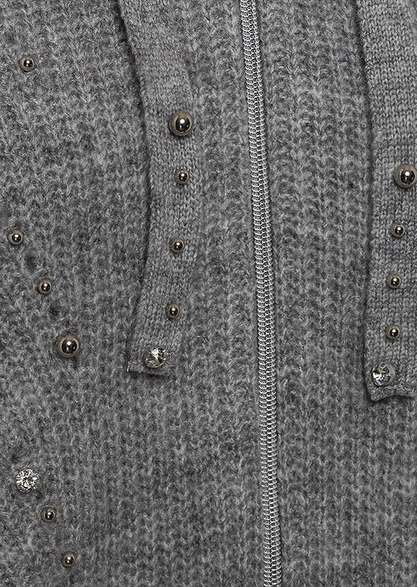 Strickjacke 'Perlen', silber-melange