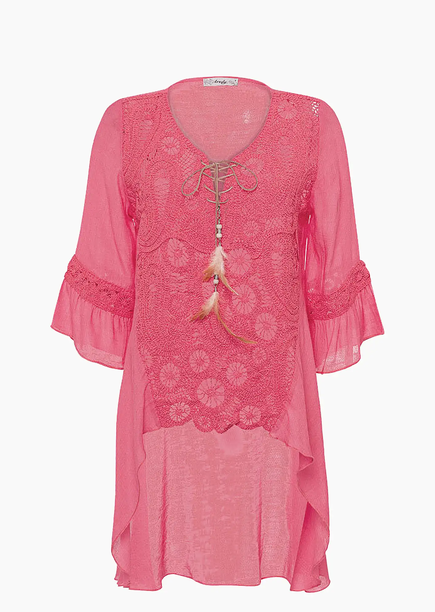 Bluse mit Crochet, koralle