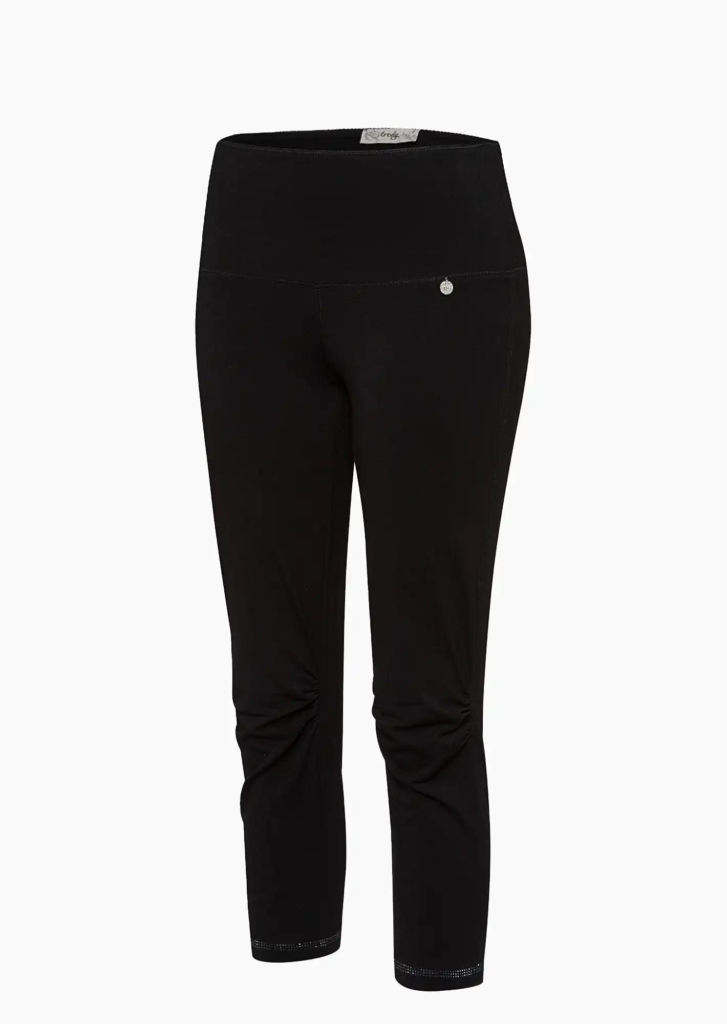 Capri-Leggings mit Ziersteinen, schwarz