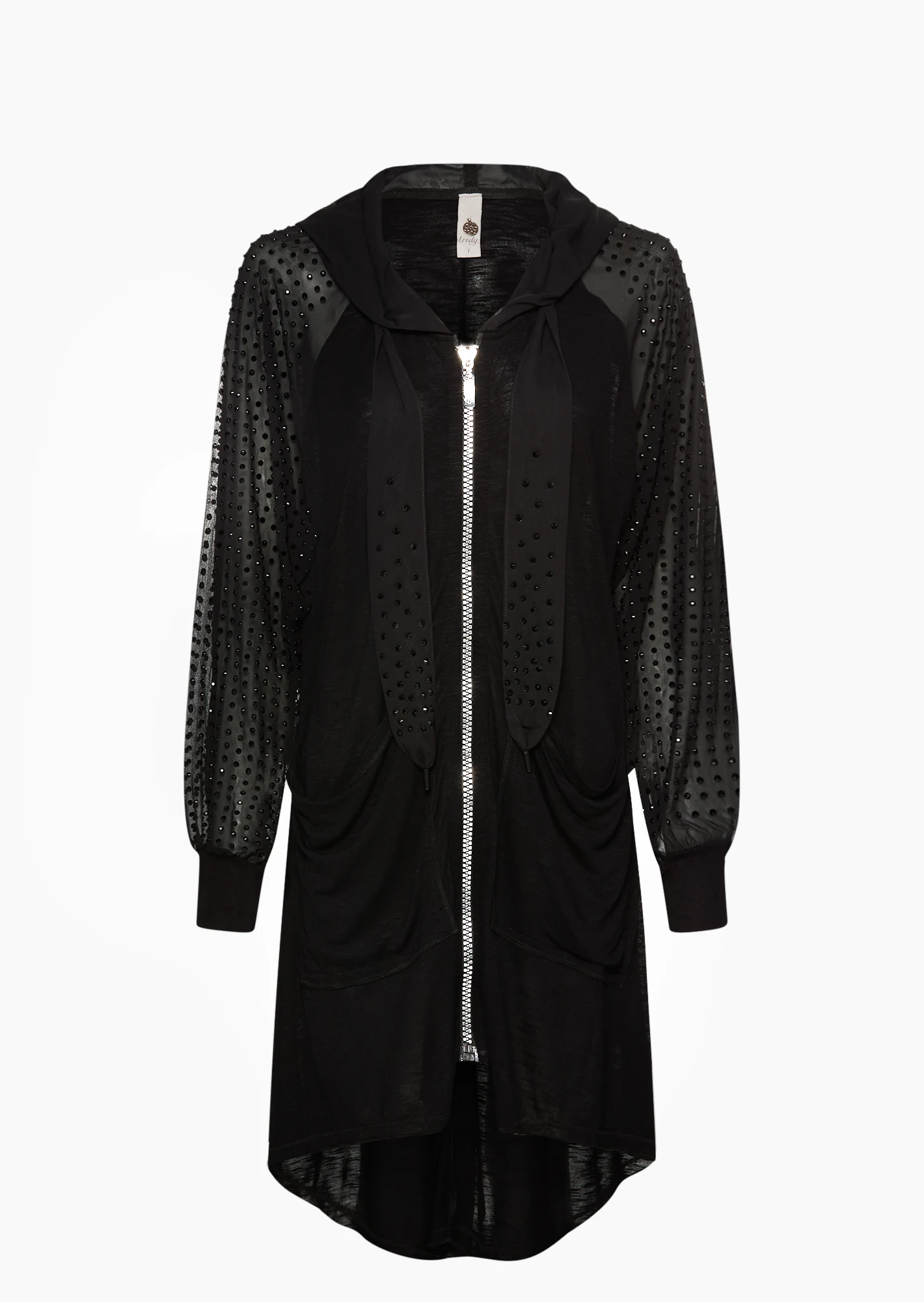 Shirtjacke mit Nieten, schwarz
