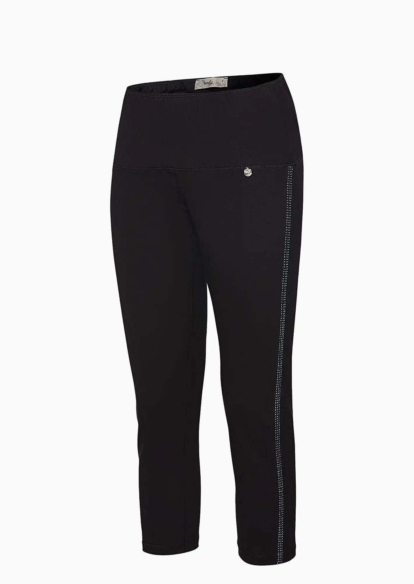 Capri-Leggings mit Galonstreifen, schwarz