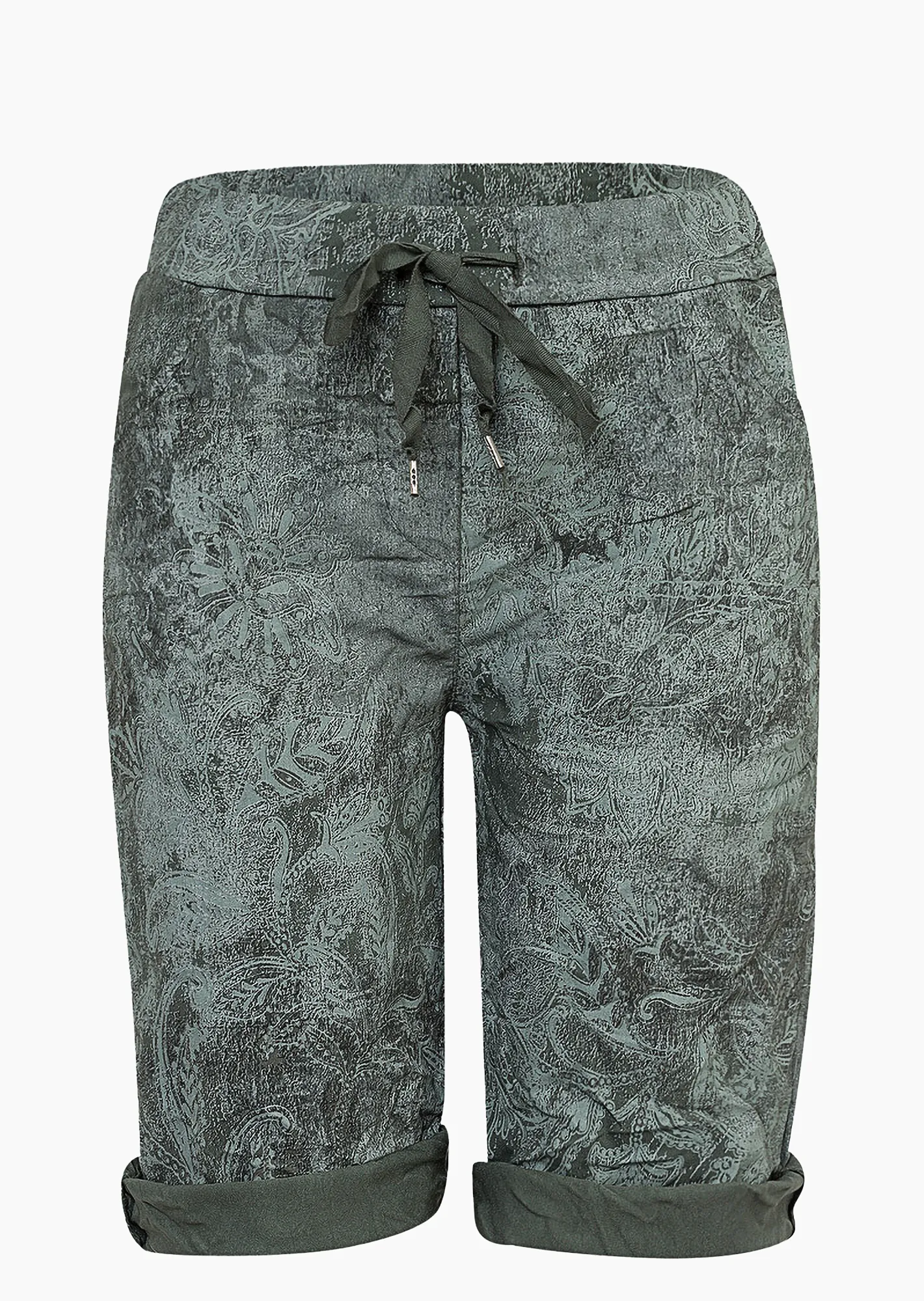 Shorts im Blütenprint, oliv