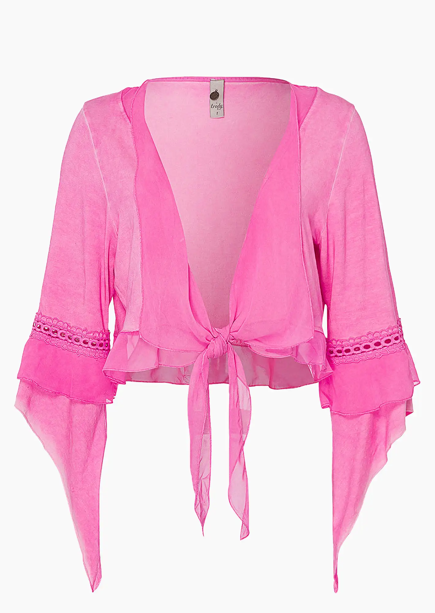 Shirtjacke mit Schalkragen, pink fluro