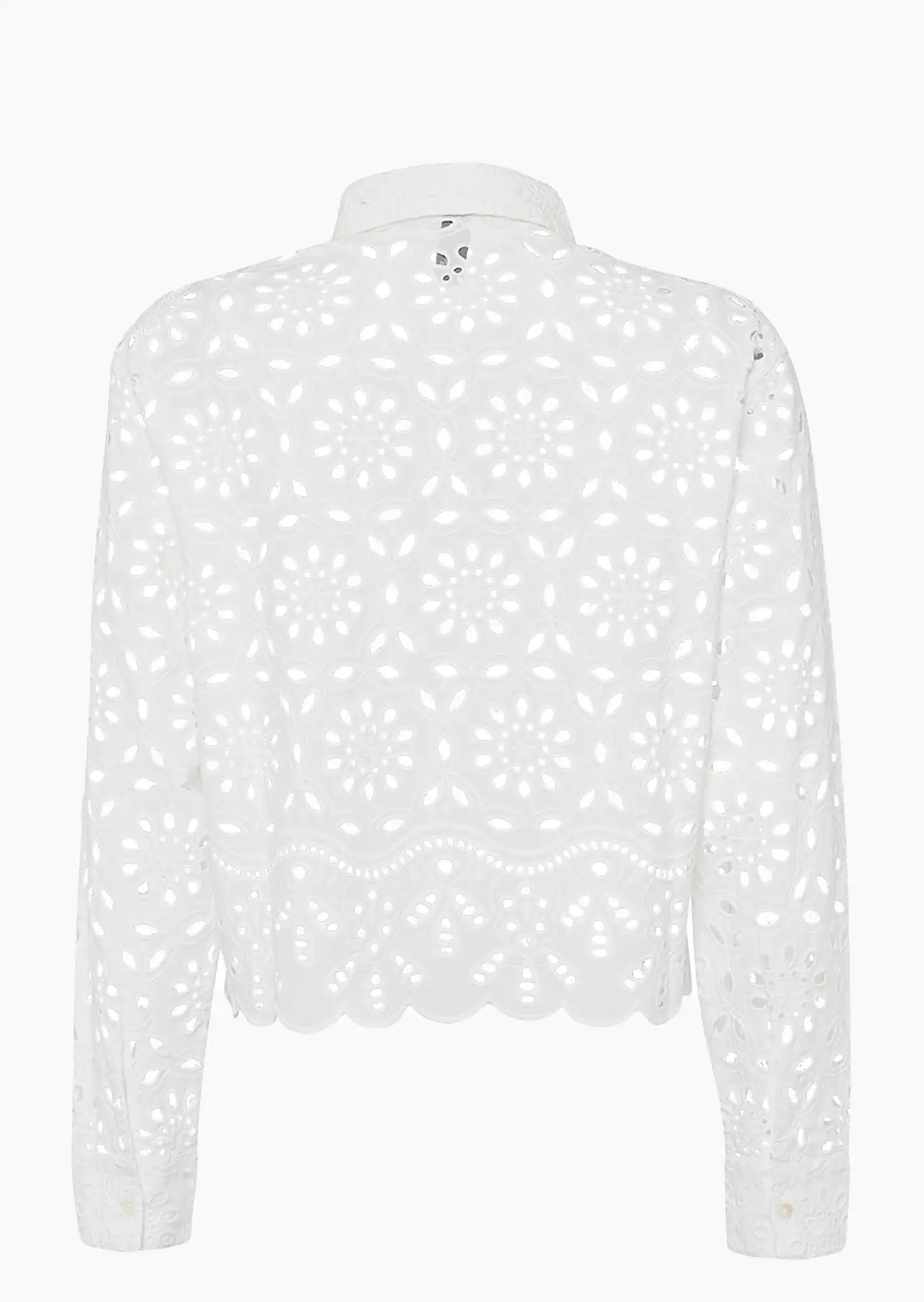 Bluse mit Lochstickerei, weiß