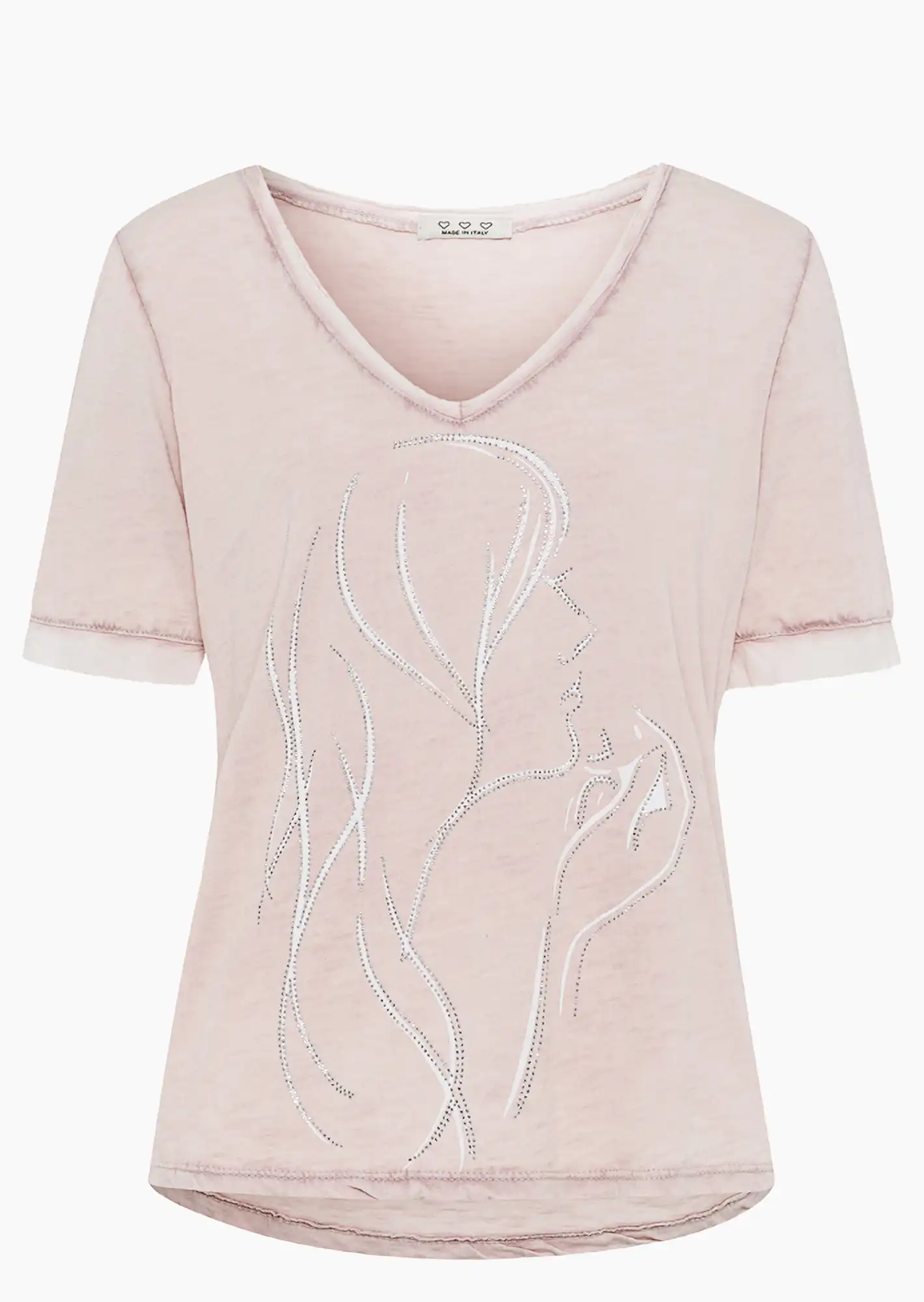 Shirt mit Ziersteinen, rosenholz