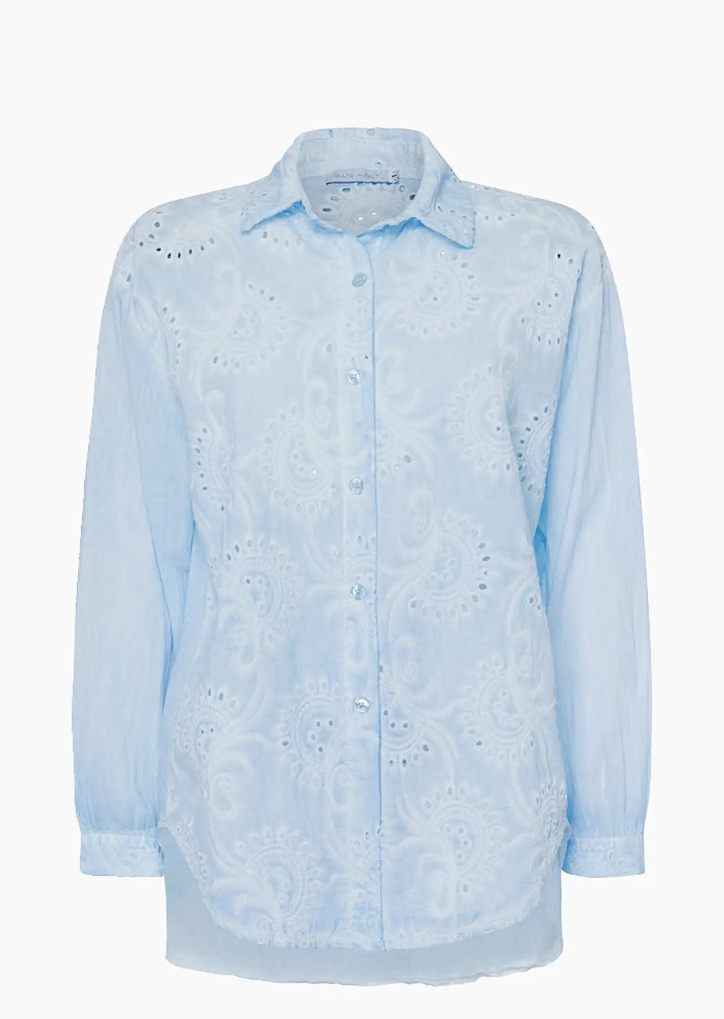 Bluse mit Lochstickerei, eiskristall
