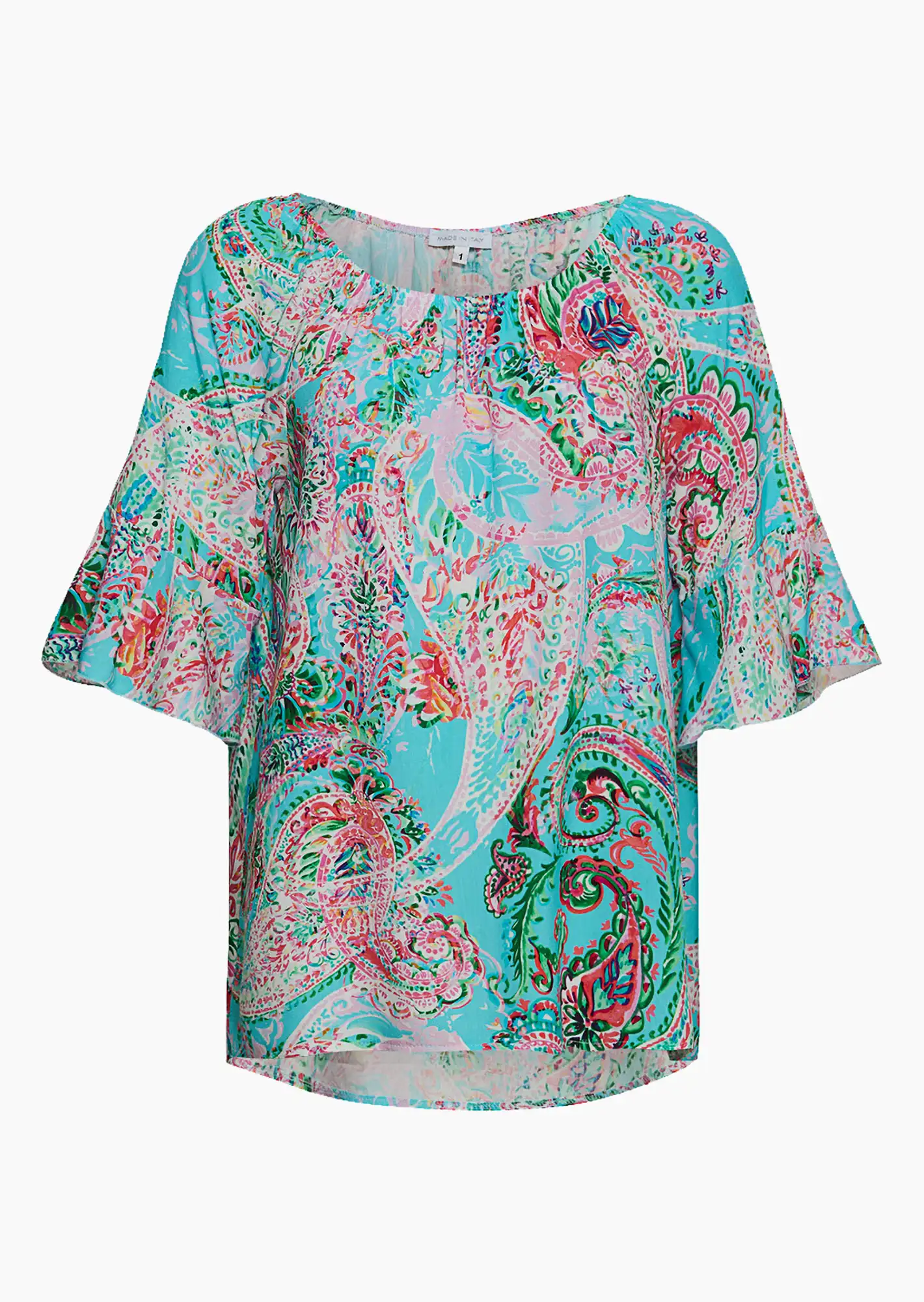 Bluse im Alloverprint, türkis