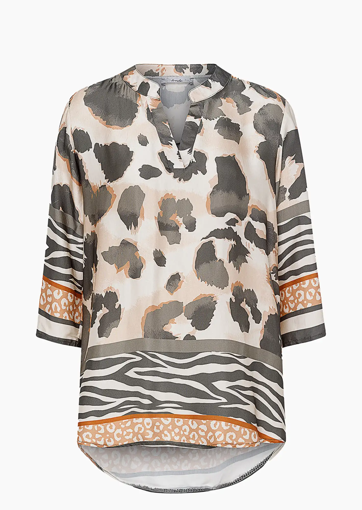 edle Bluse im seidigen Glanz, khaki