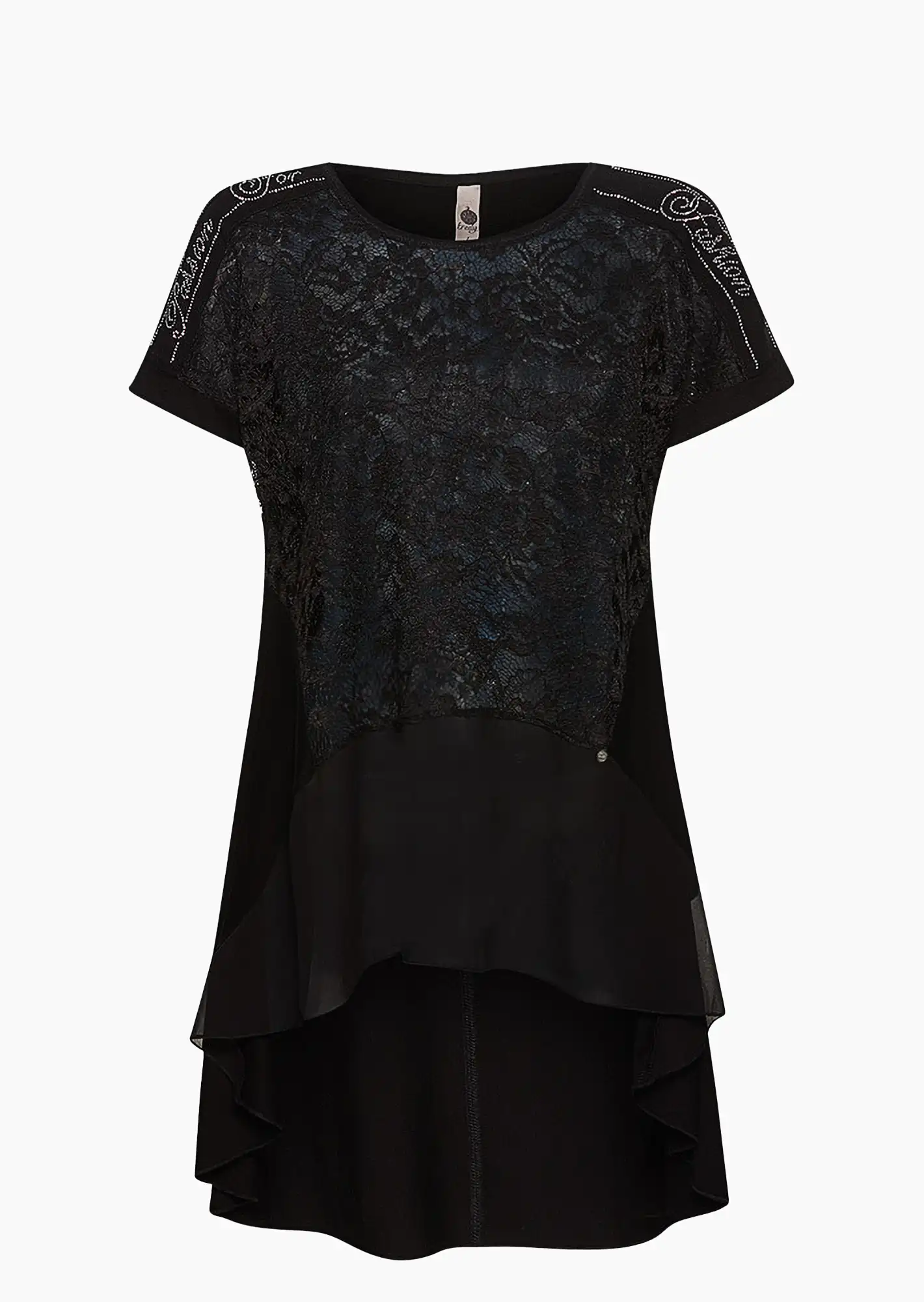 Shirt mit Spitze, schwarz