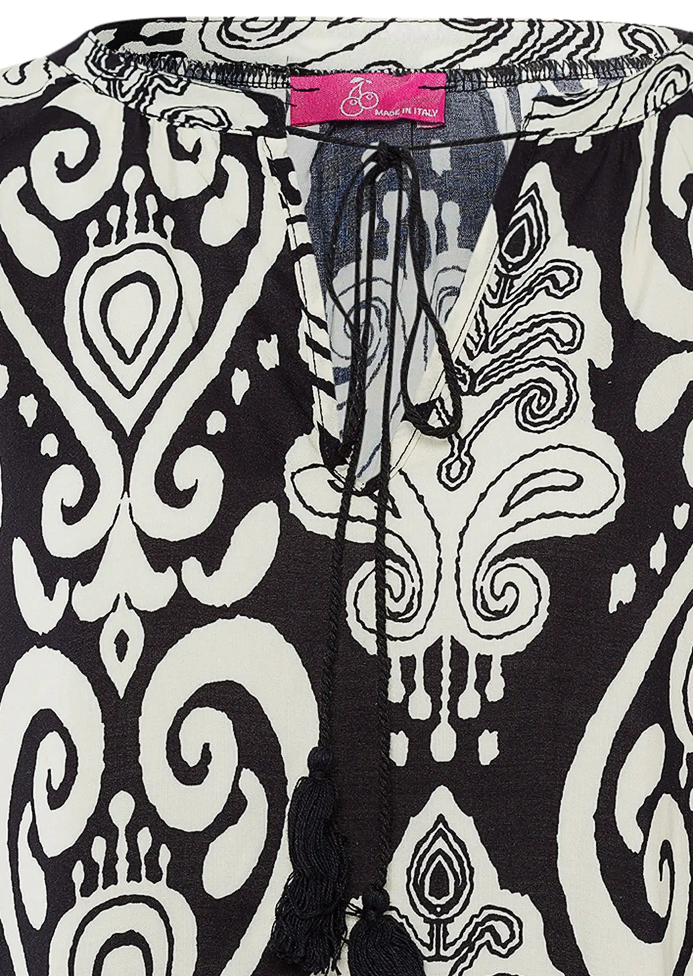 Tunika im Alloverprint, schwarz-offwhite