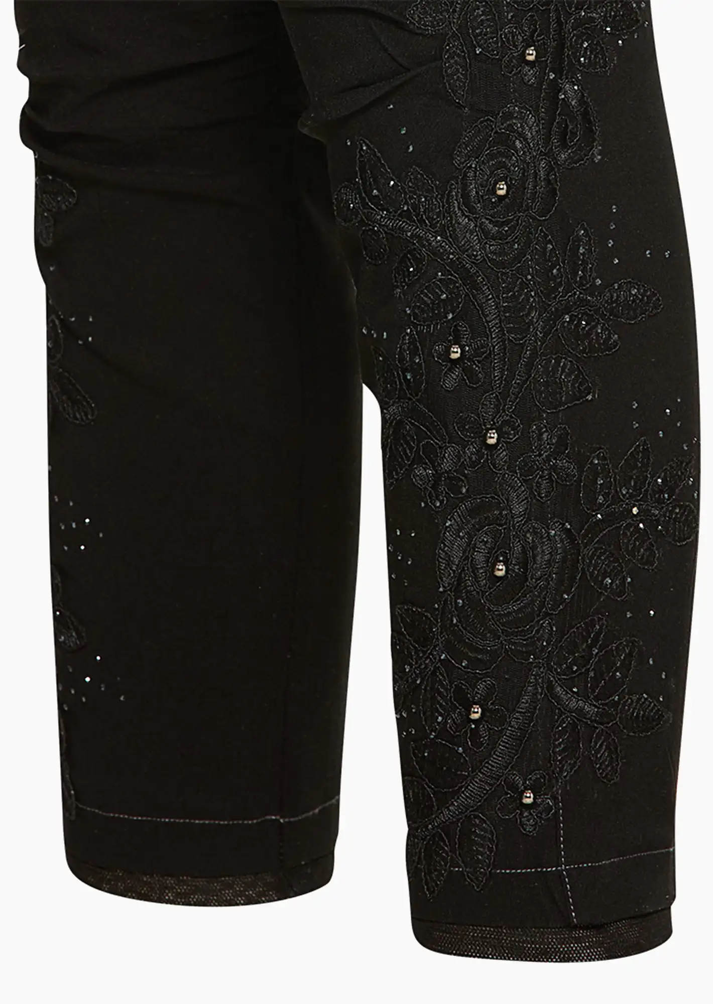 Bengalin florale Spitze, schwarz
