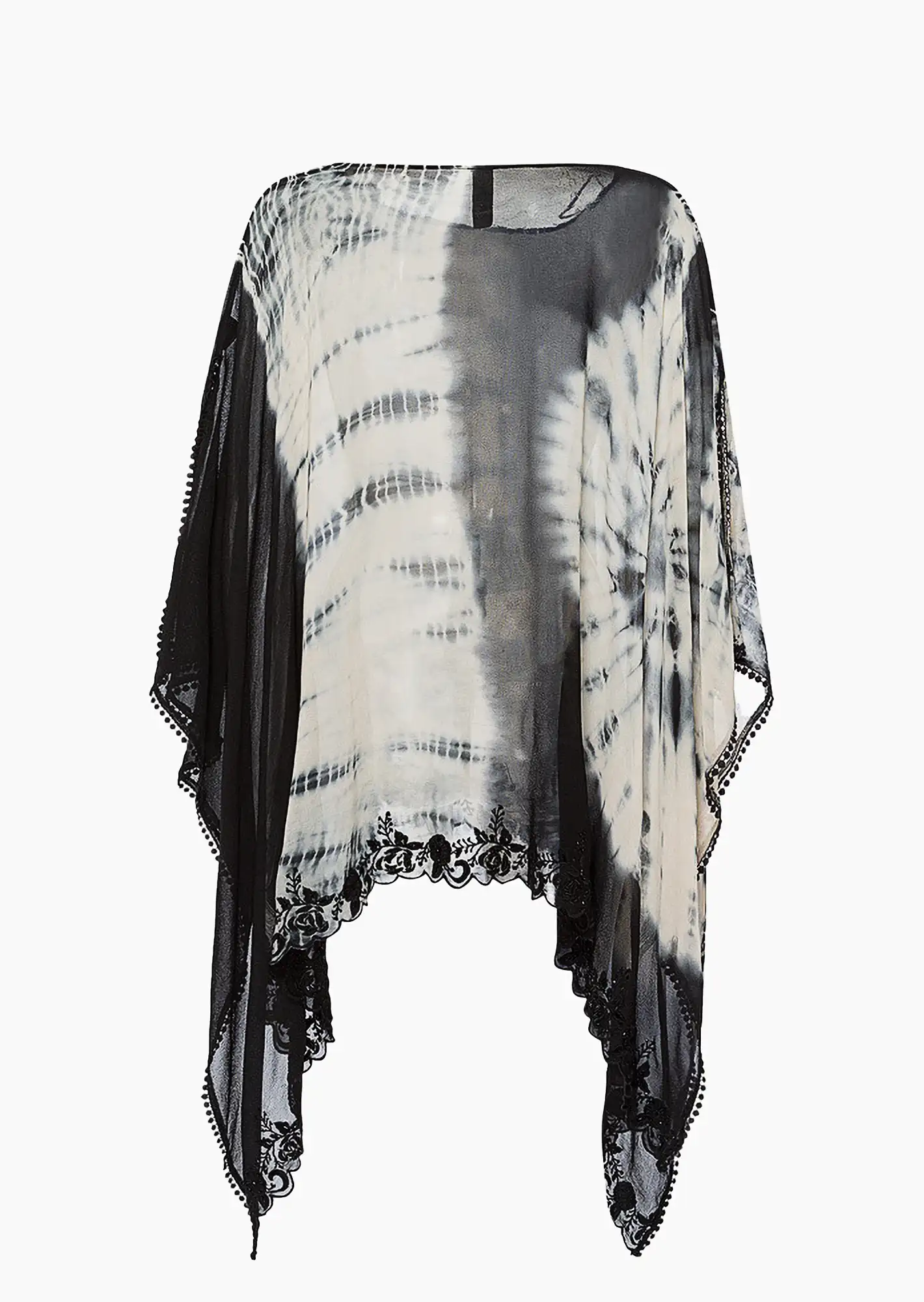 Poncho, schwarz-offwhite