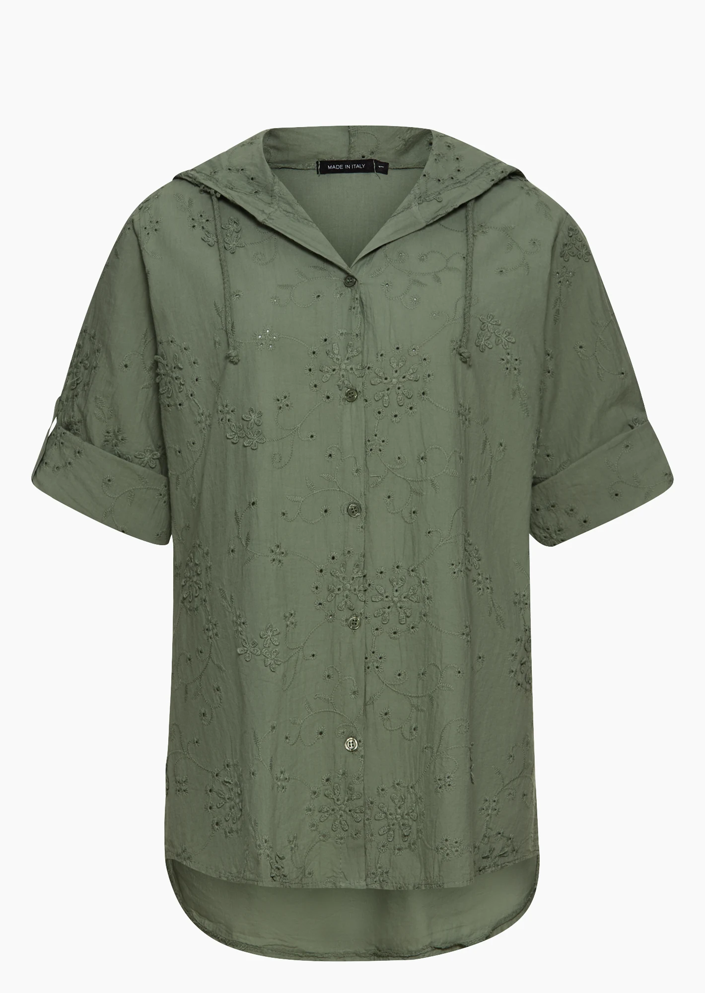 Bluse mit Lochstickerei, khaki