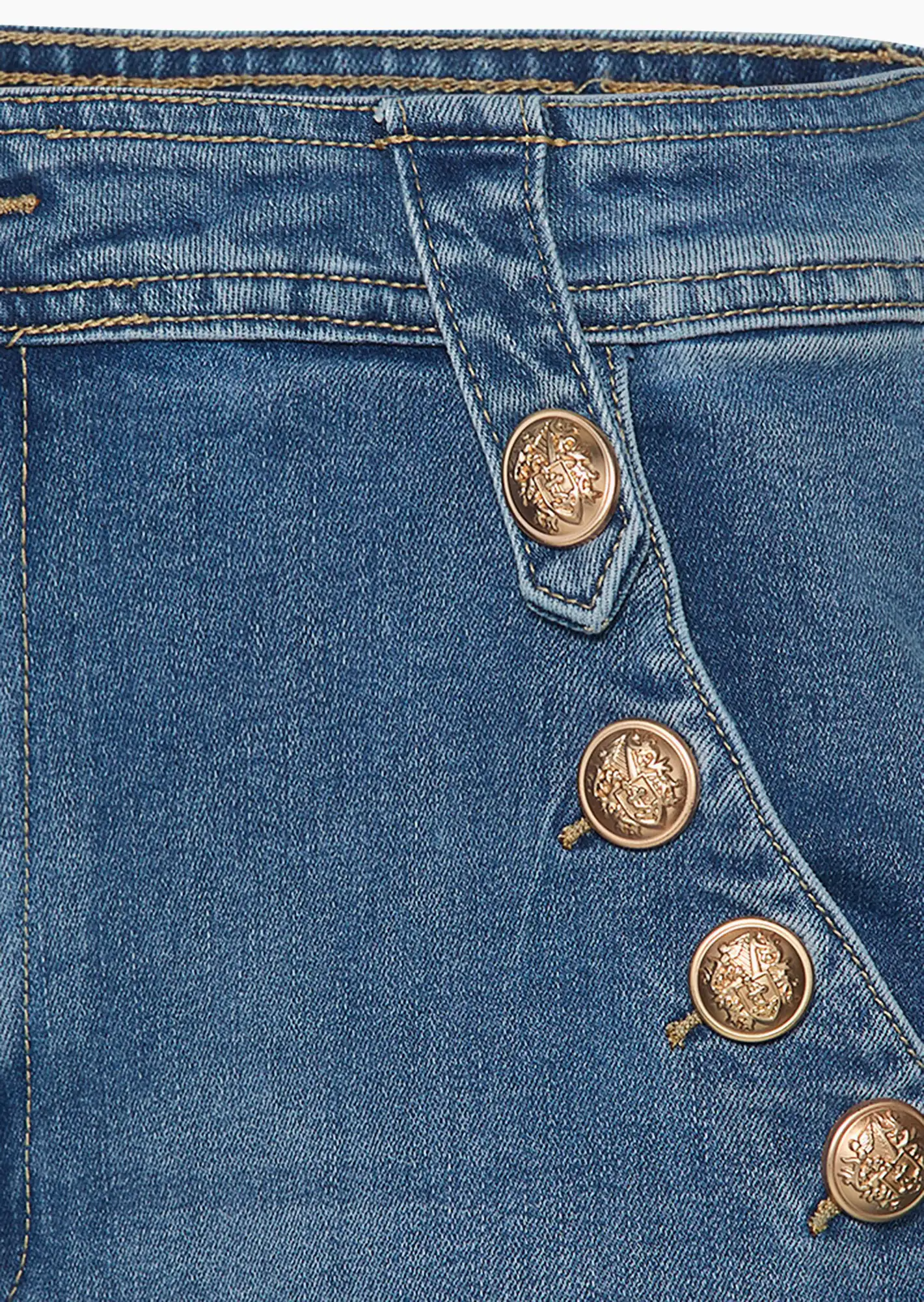 Wide Leg Jeans mit Zierknöpfen, jeansblau