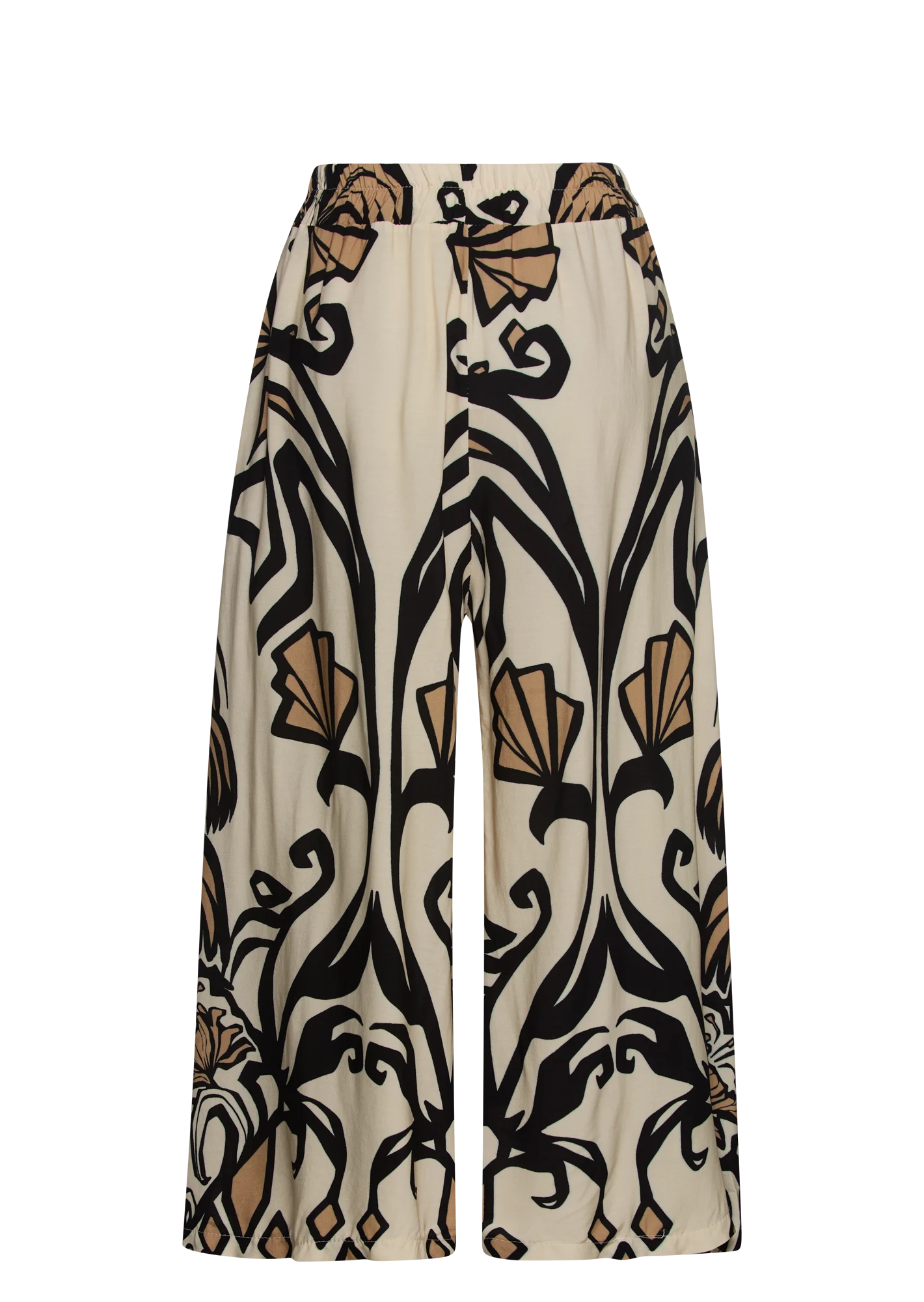 Wide Leg Hose gemustert, crema-schwarz
