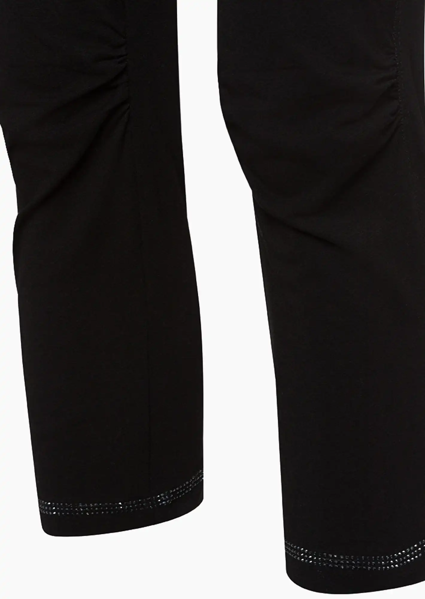 Capri-Leggings mit Ziersteinen, schwarz