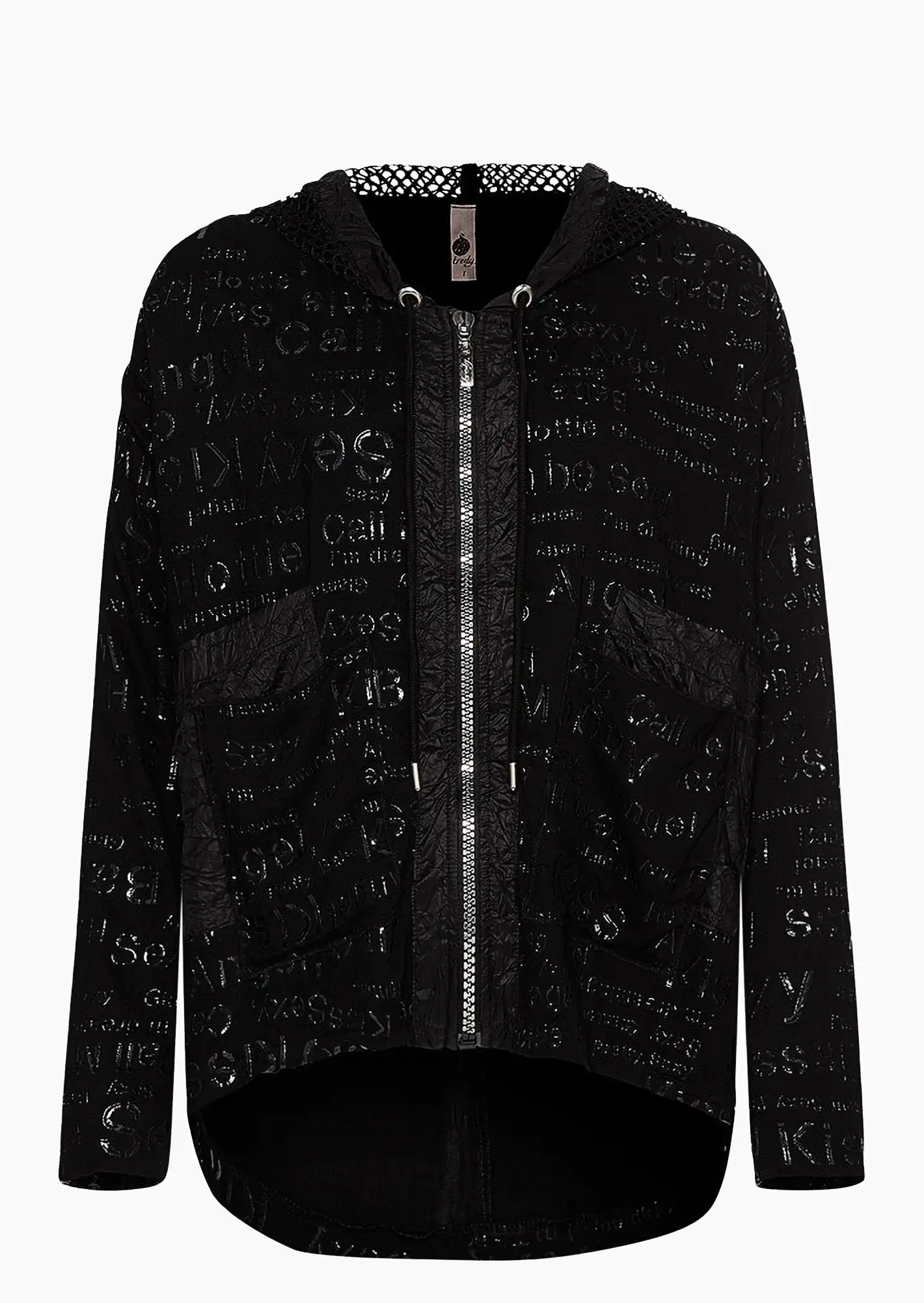 Jacke mit Lettering, schwarz