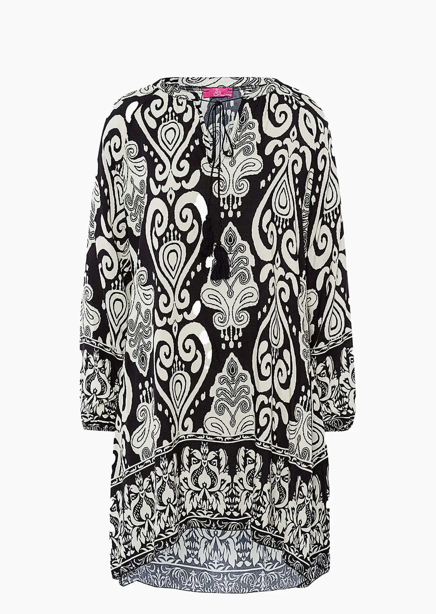 Tunika im Alloverprint, schwarz-offwhite