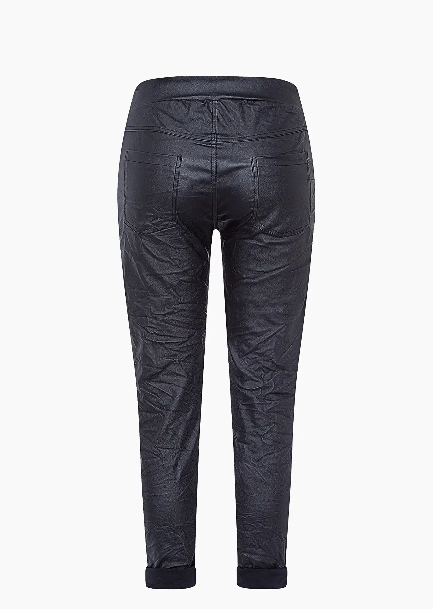 Joggpants in Leder-Optik, navy