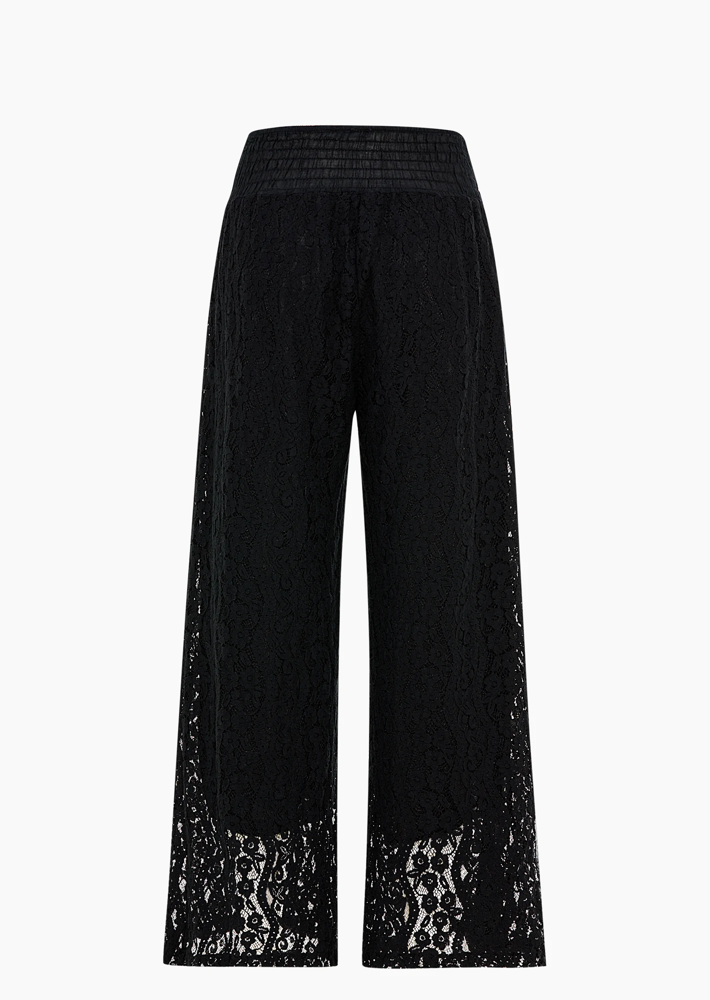 Wide Leg Hose mit Spitze, schwarz