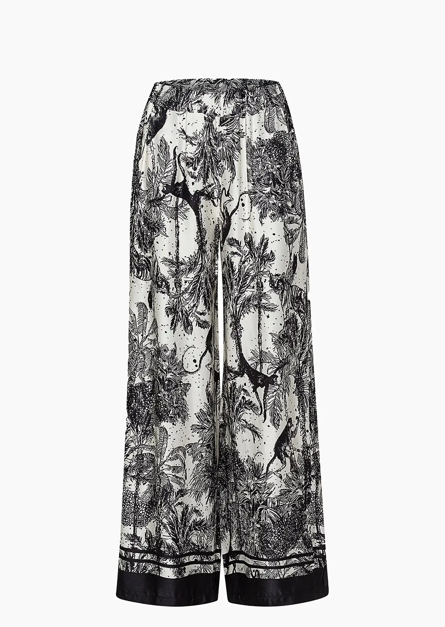 edle Wide Leg Hose, schwarz-crema