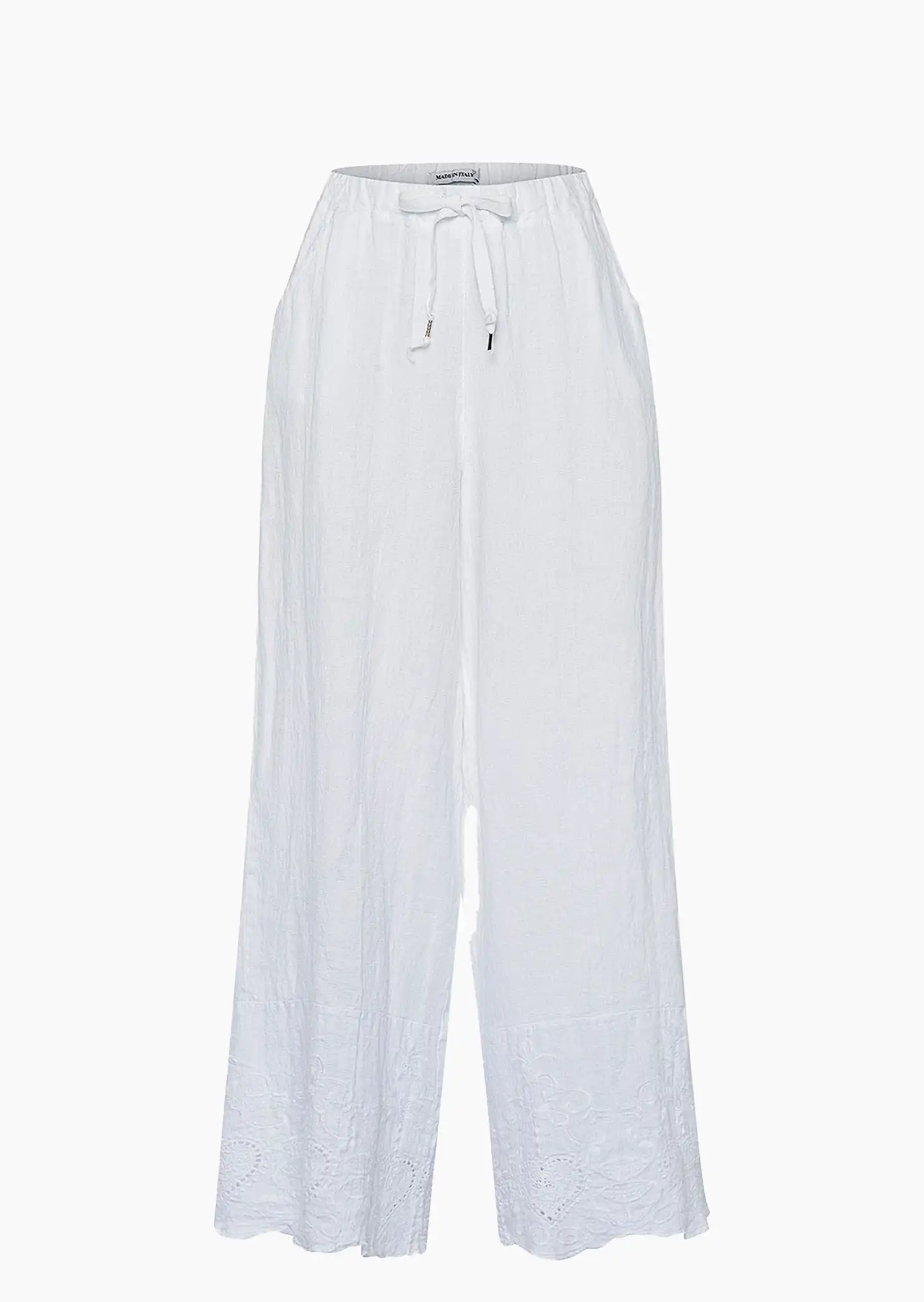 Wide Leg Leinenhose, weiß