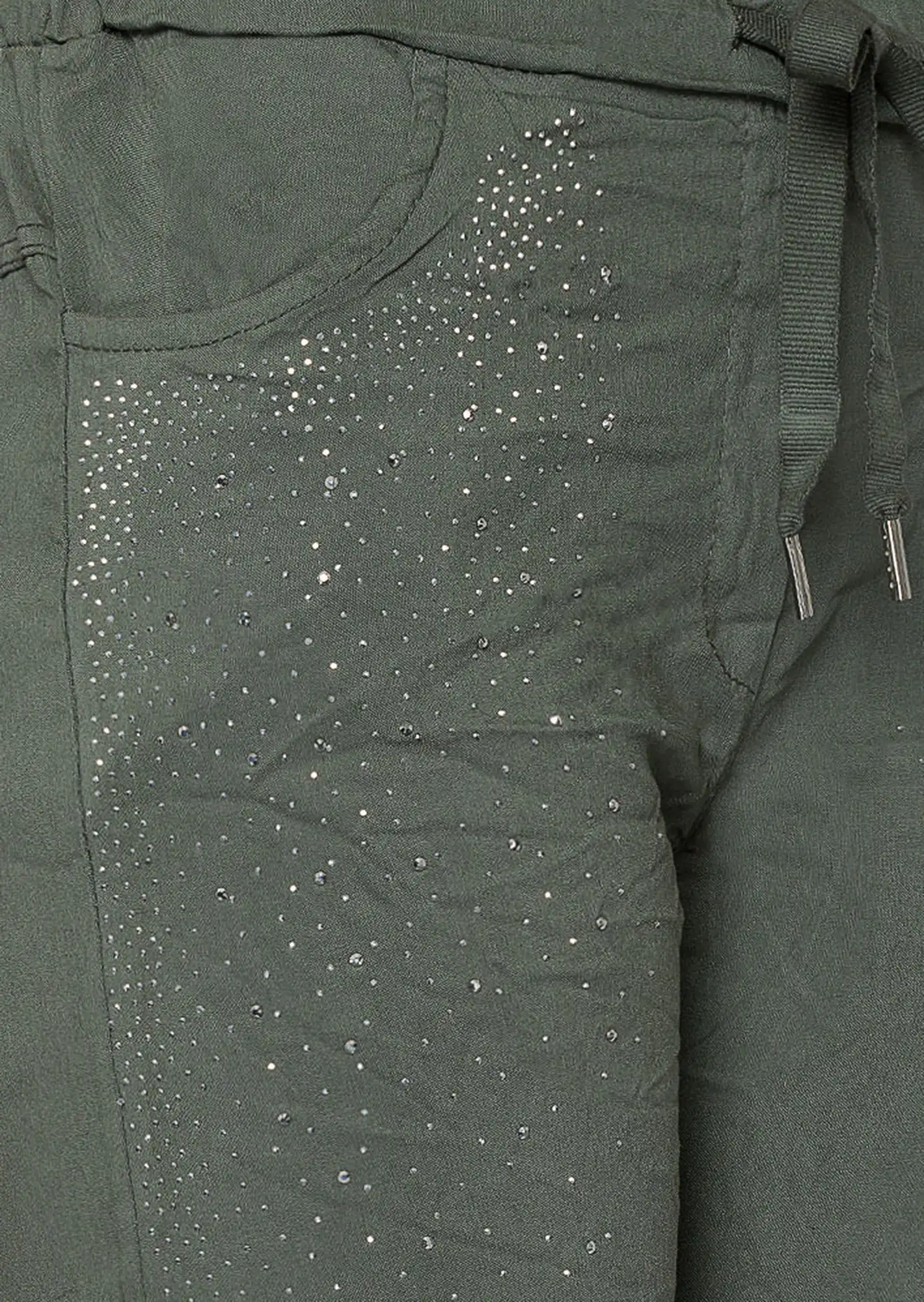 Capri-Joggpants  'Ziersteinregen', oliv