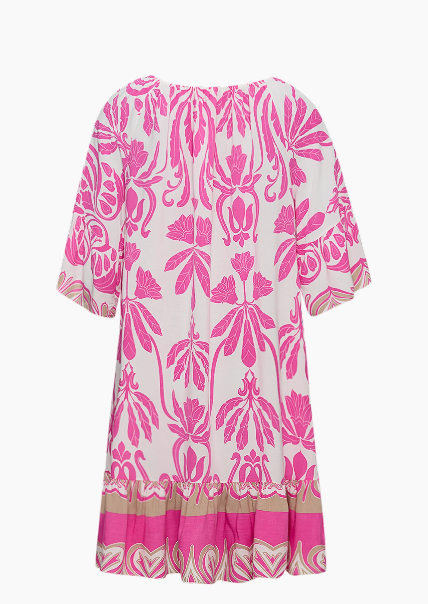 Kleid mit Volants, pink-weiß