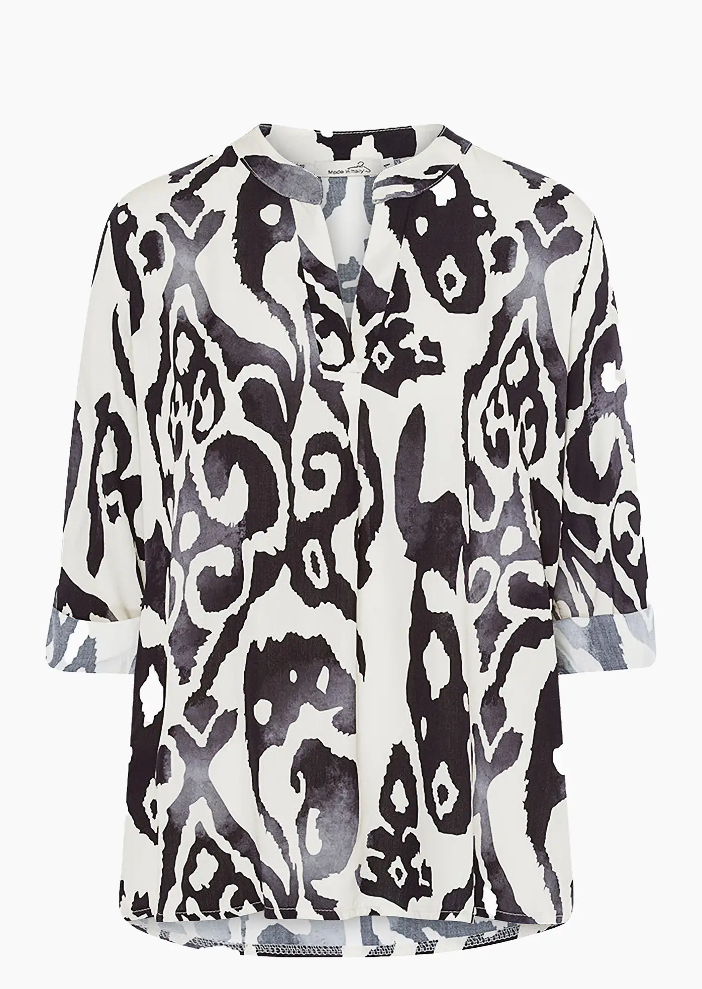 Bluse im Alloverprint, schwarz-offwhite