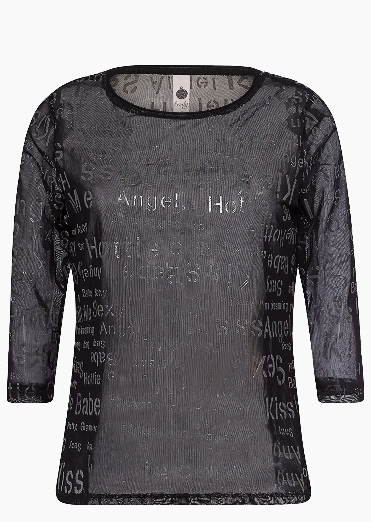 transparentes Shirt, schwarz