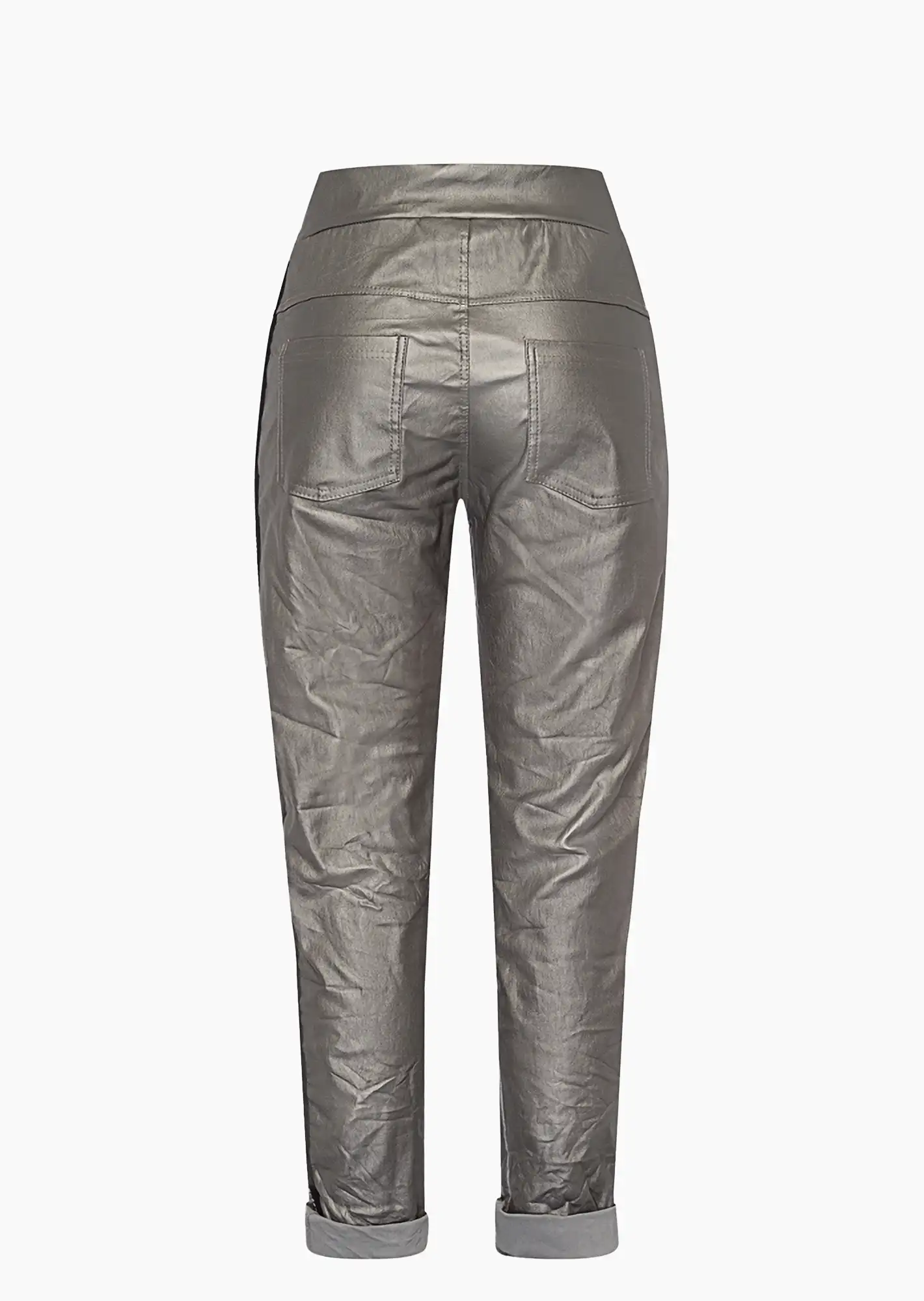 Joggpants in Leder-Optik, metallic