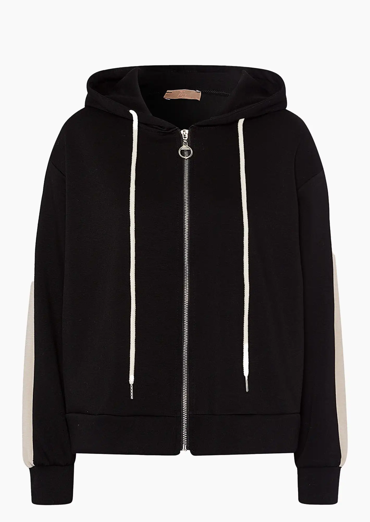 Sweatjacke mit Galonstreifen, schwarz