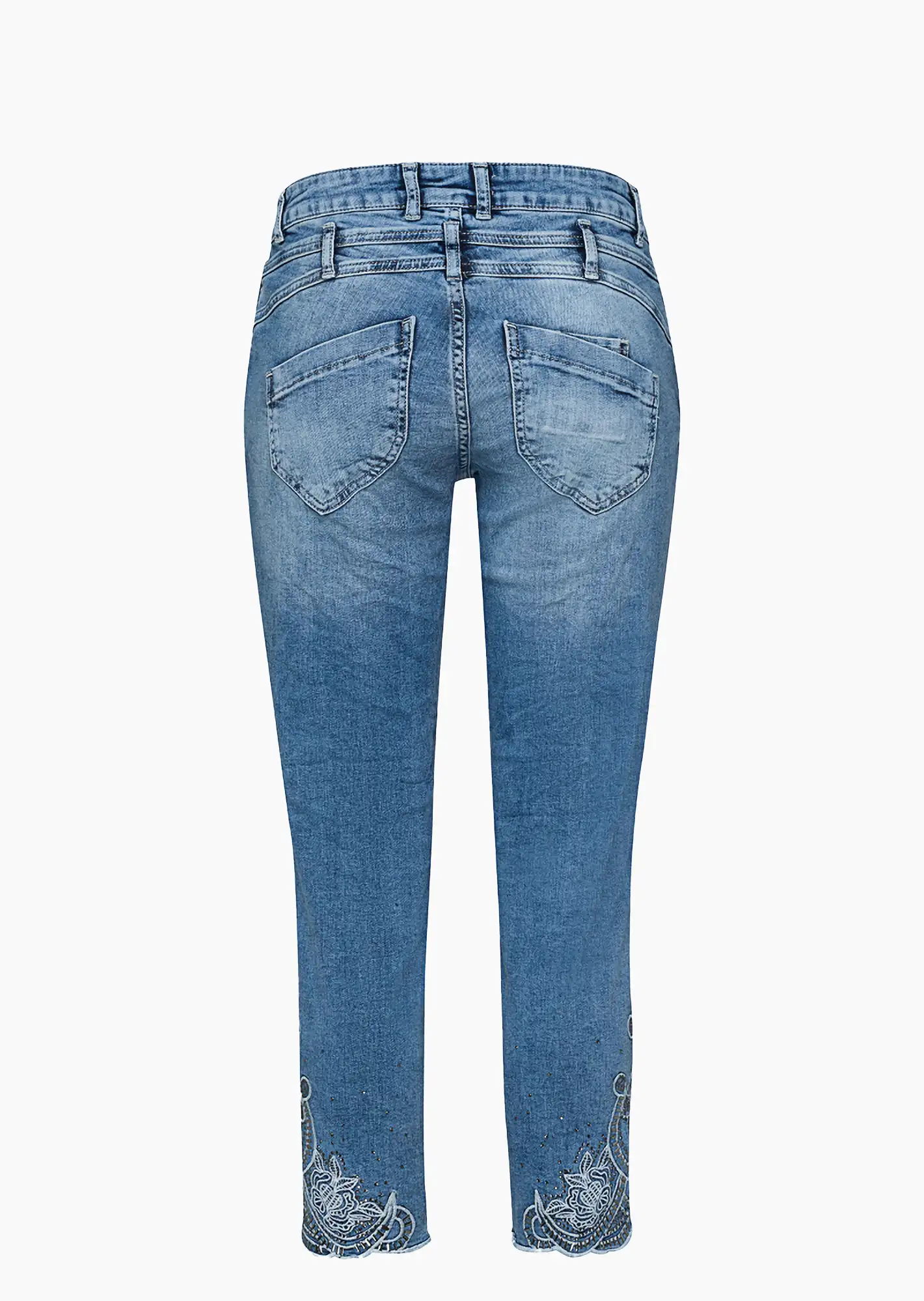 Jeans mit Stickerei, light blue denim