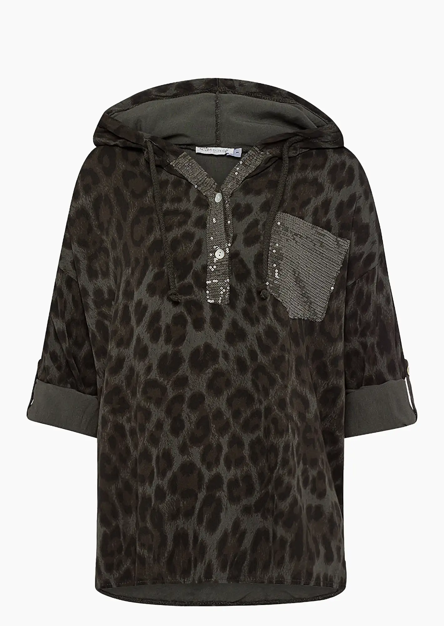 Bluse im Leoprint, oliv