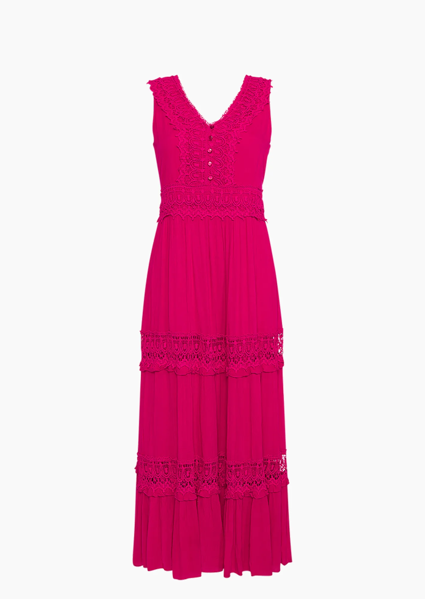 Kleid mit Häkelspitze, pink flash