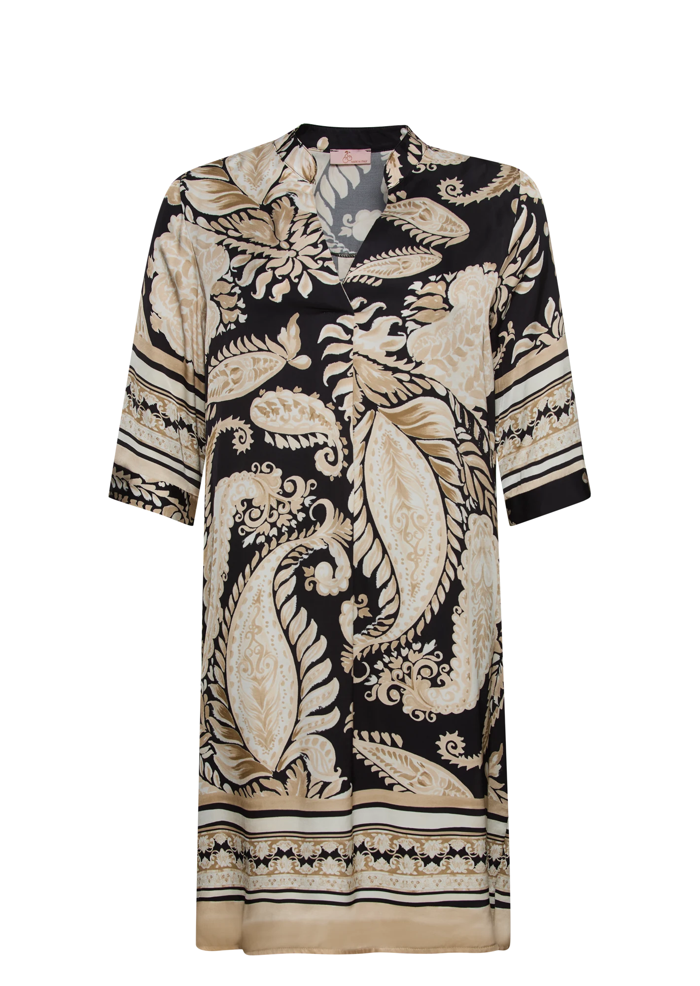 Kleid gemustert, schwarz-crema