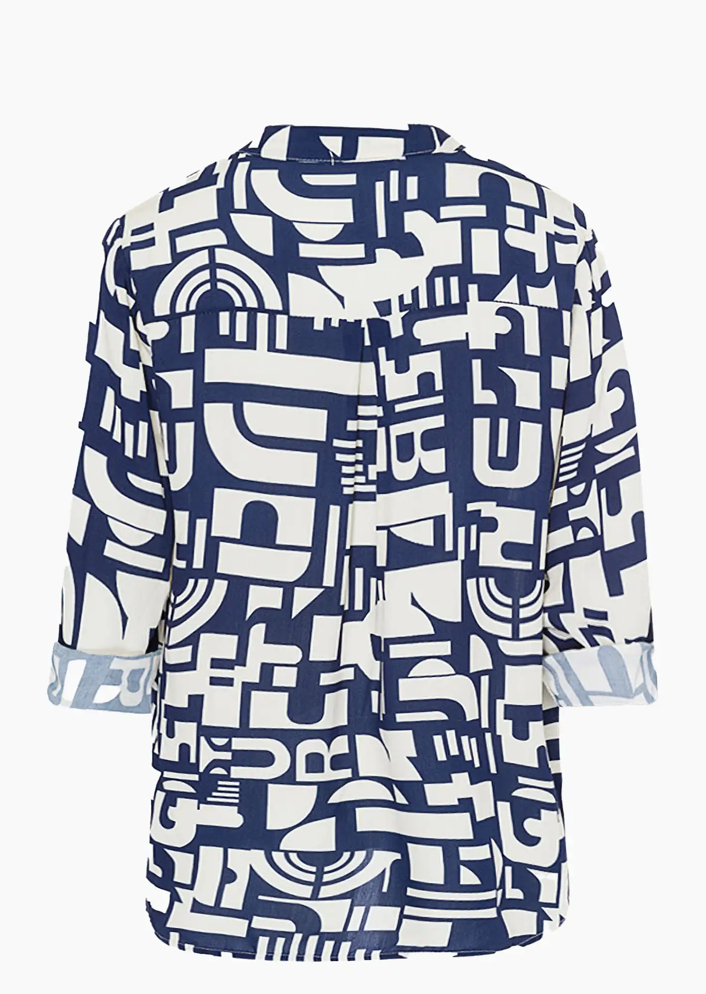 Bluse im Alloverprint, navy-offwhite