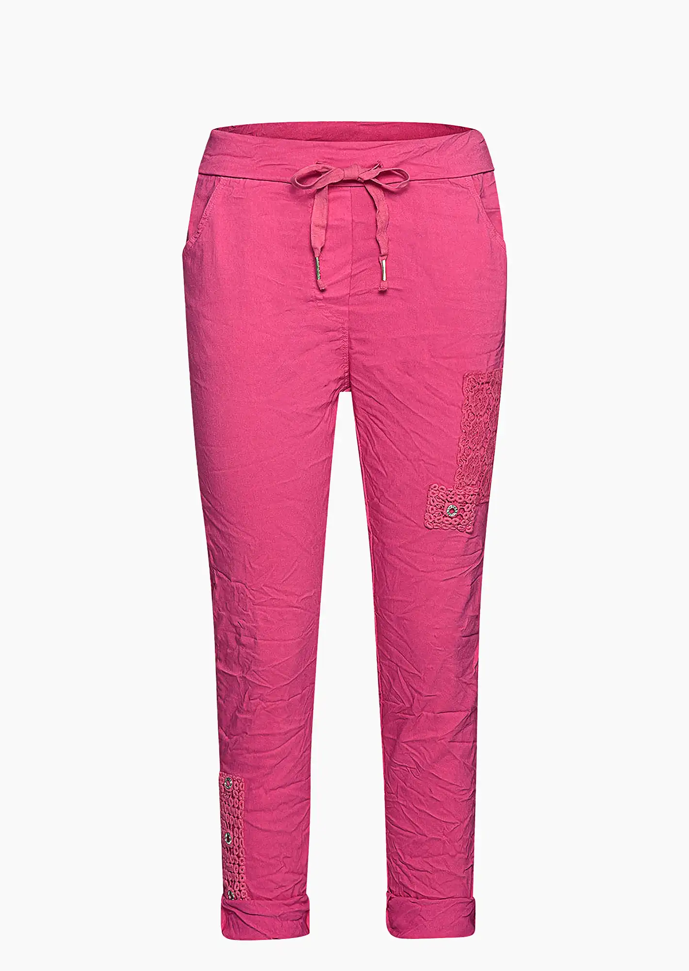 Joggpants mit Häkelpatches, very berry