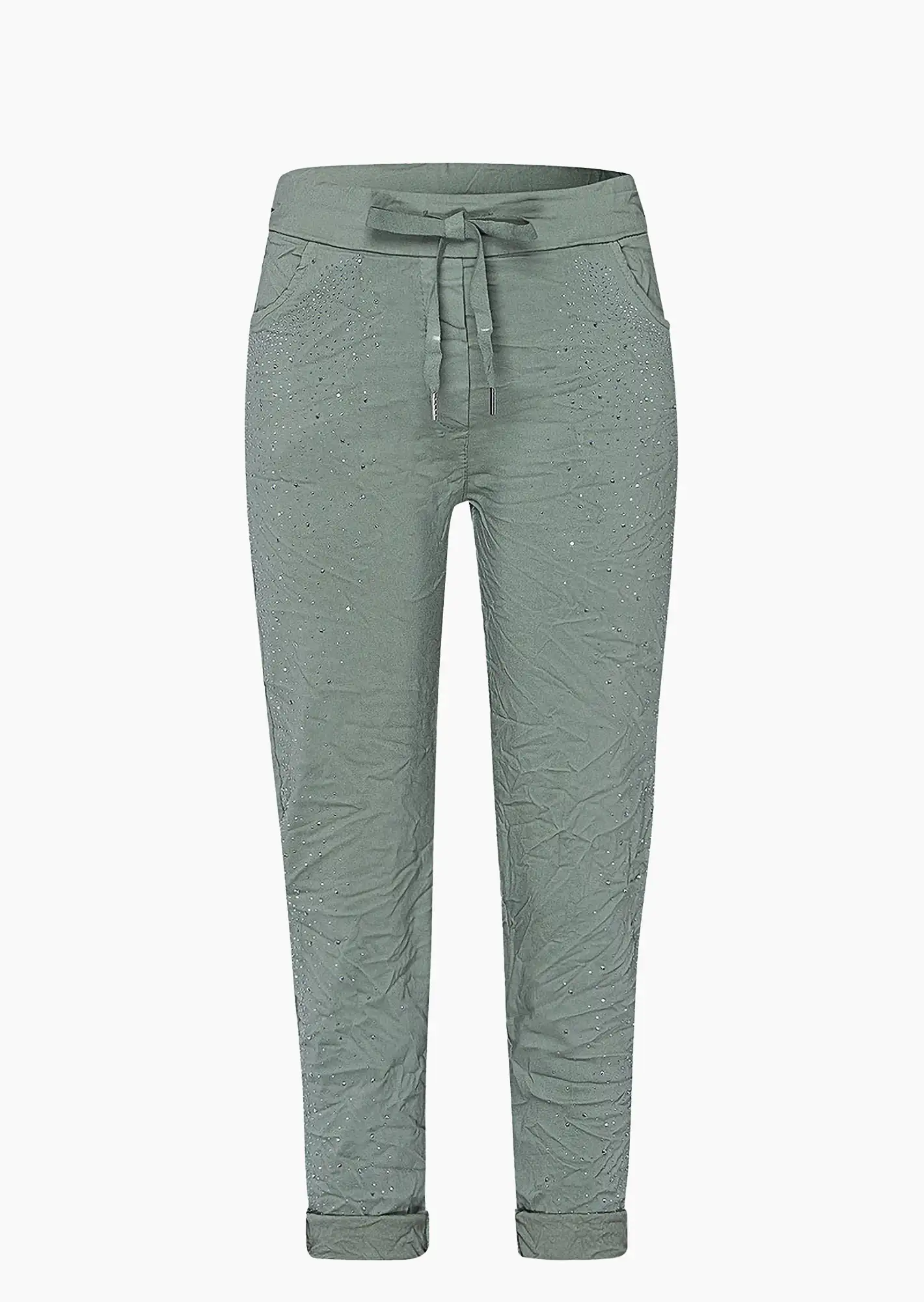 Joggpants mit Ziersteinen, salbei