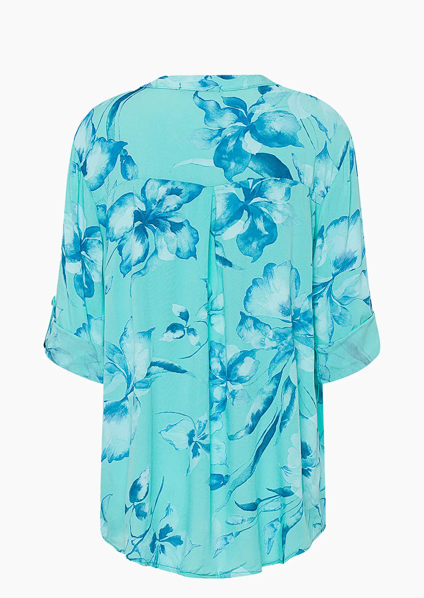 Bluse im Alloverprint, türkis