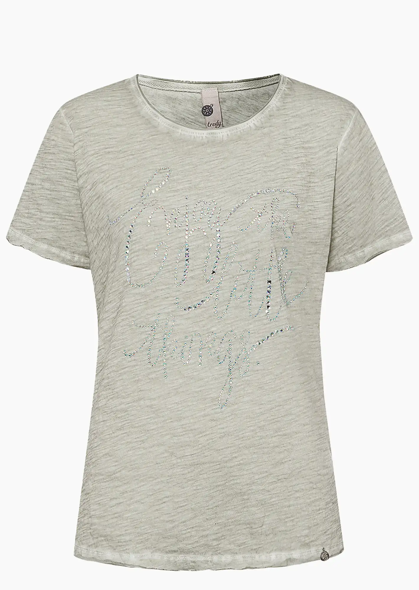 Shirt mit Lettering, salbei