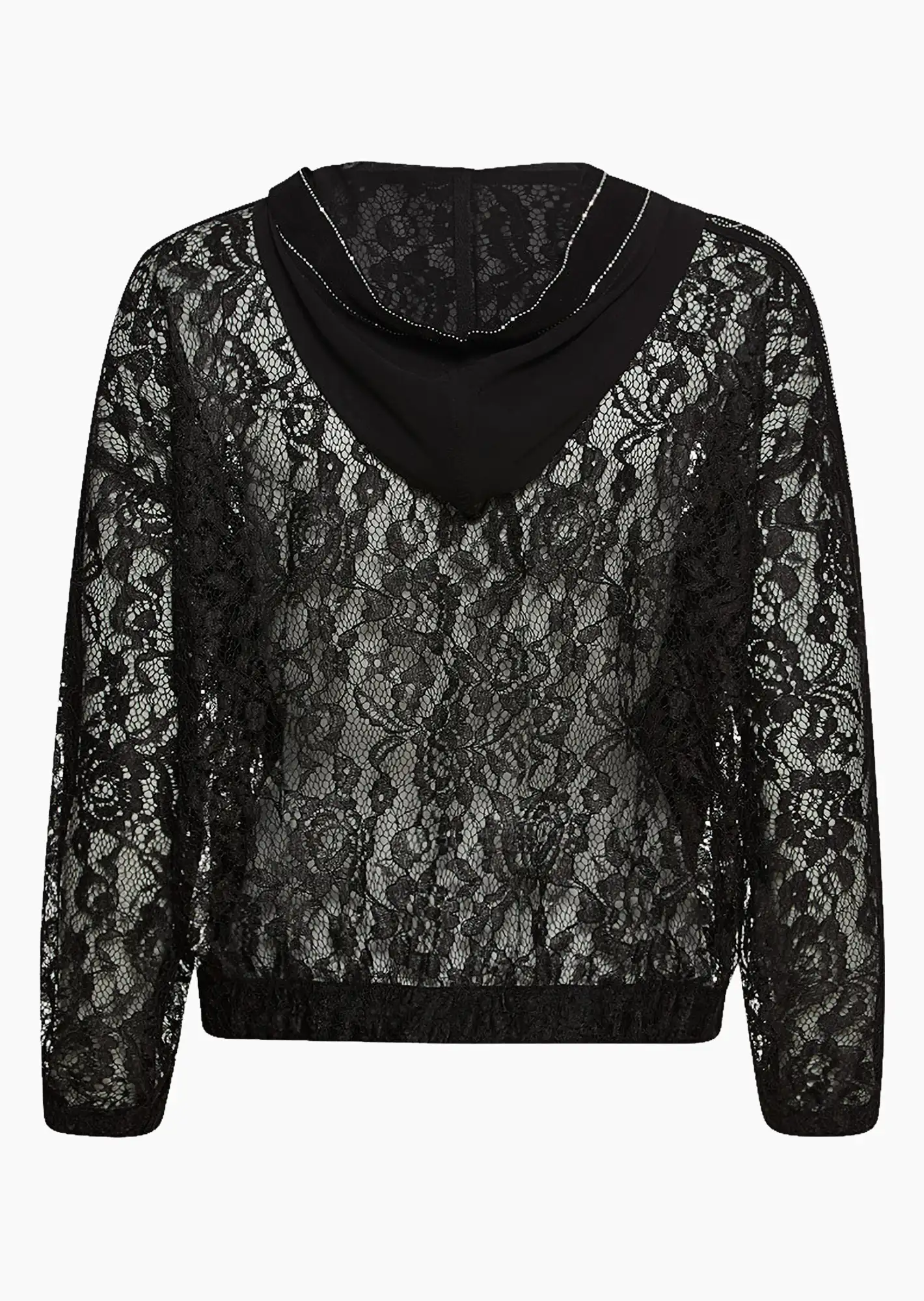 Shirtjacke aus Spitze, schwarz