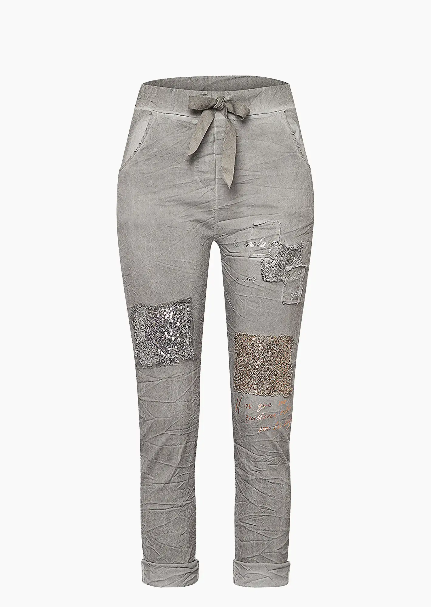 Joggpants mit Patches, silber